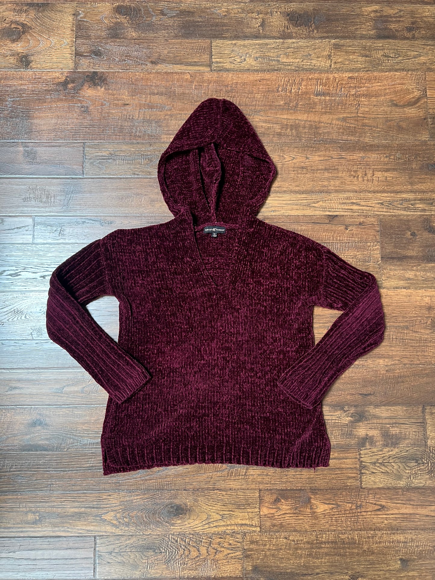 Clothing - Knit Pullover Hooded Sweatshirt - Maroon - Medium - Almost Famous