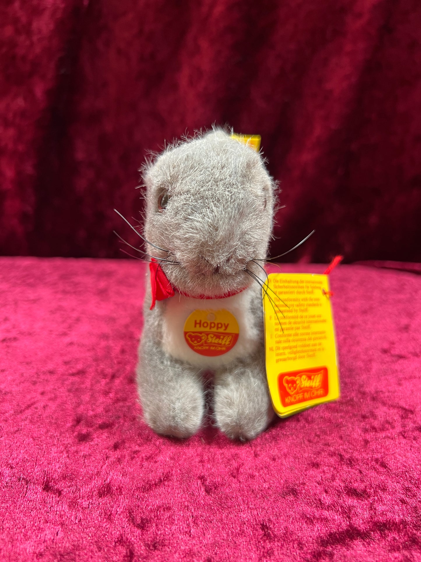 Vintage Collectibles - Miniature Stuffed Toy - Hoppy the Bunny - Plush Gray - 150/13 - Steiff