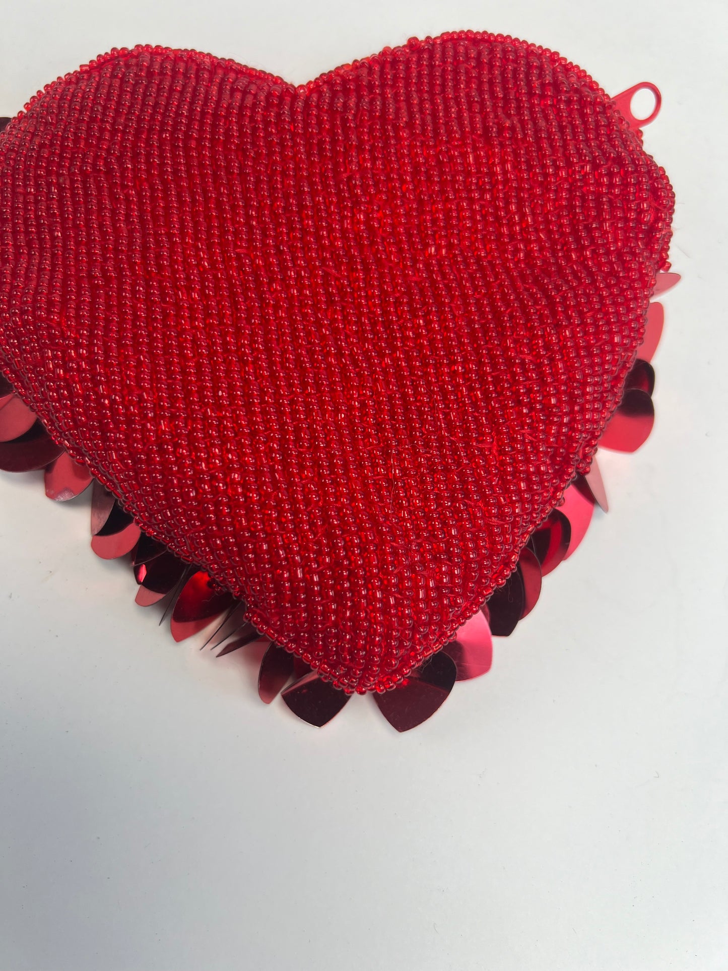 Vintage Wallet - Heart-Shaped Beaded Coin Purse - Red - Zipper Closure - Neiman Marcus