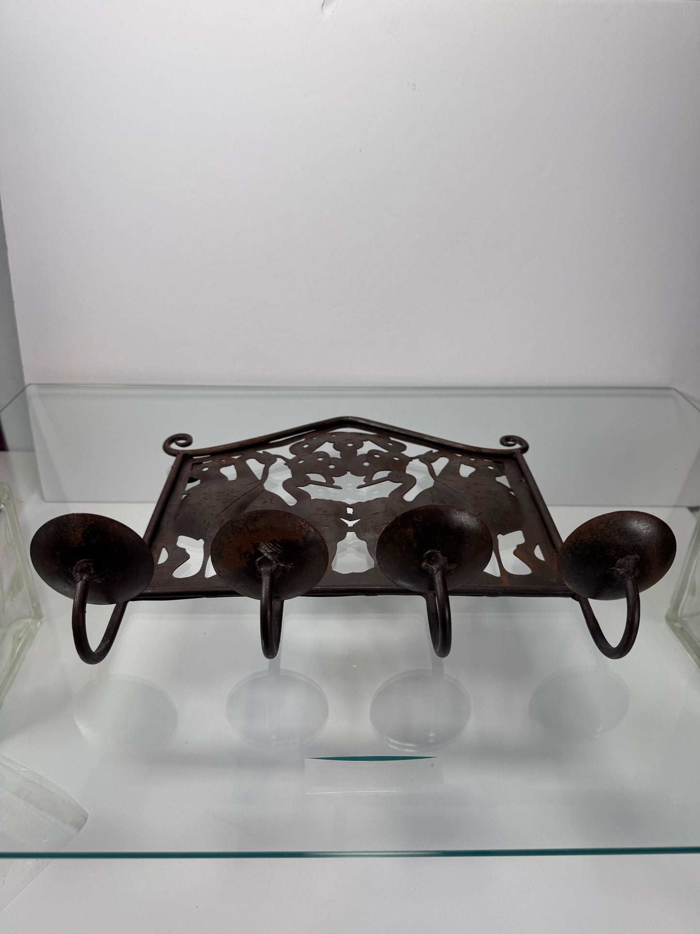 Vintage Decor - Brass Candlestick Sconce - Birds