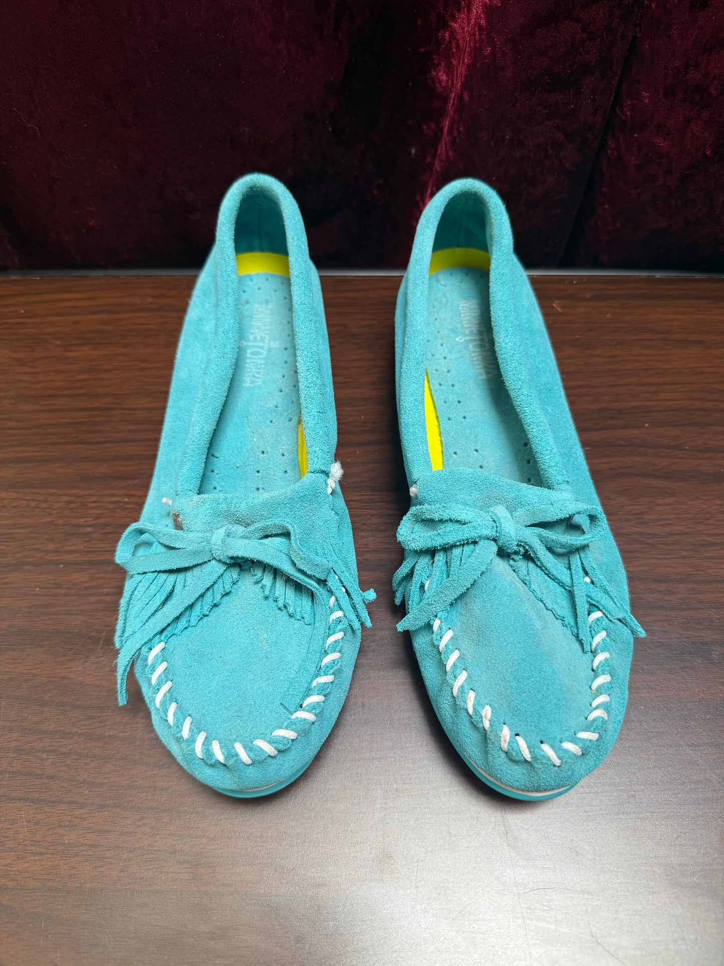 Shoes - Minnetonka Moccasins - Turquoise Suede Leather - 9