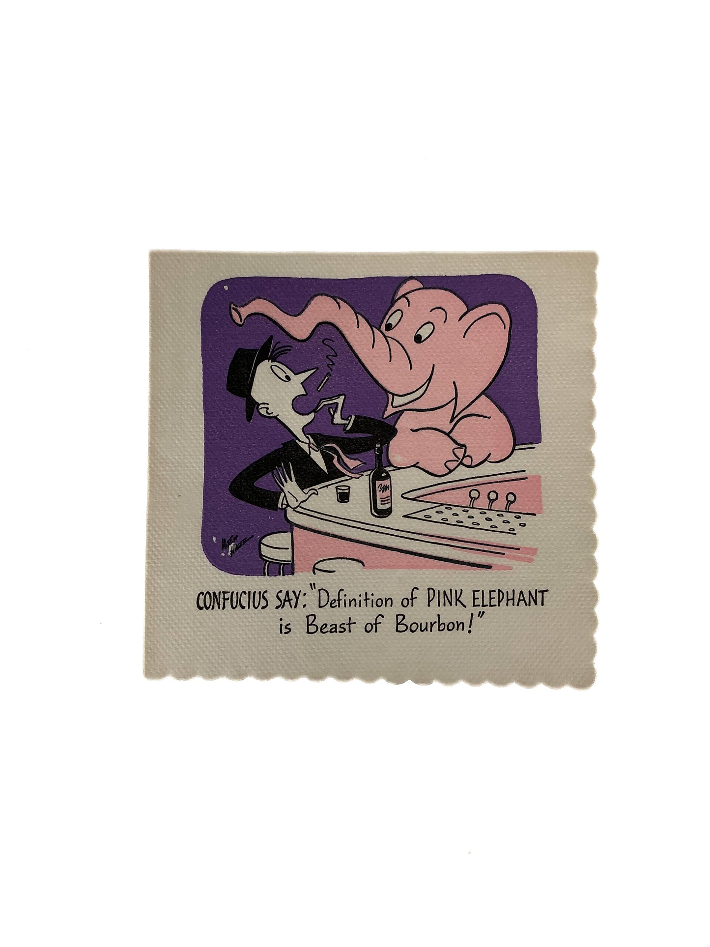Vintage Cocktail Napkins - Confucius MCM - Illustrated Funny Kitsch - 1950s