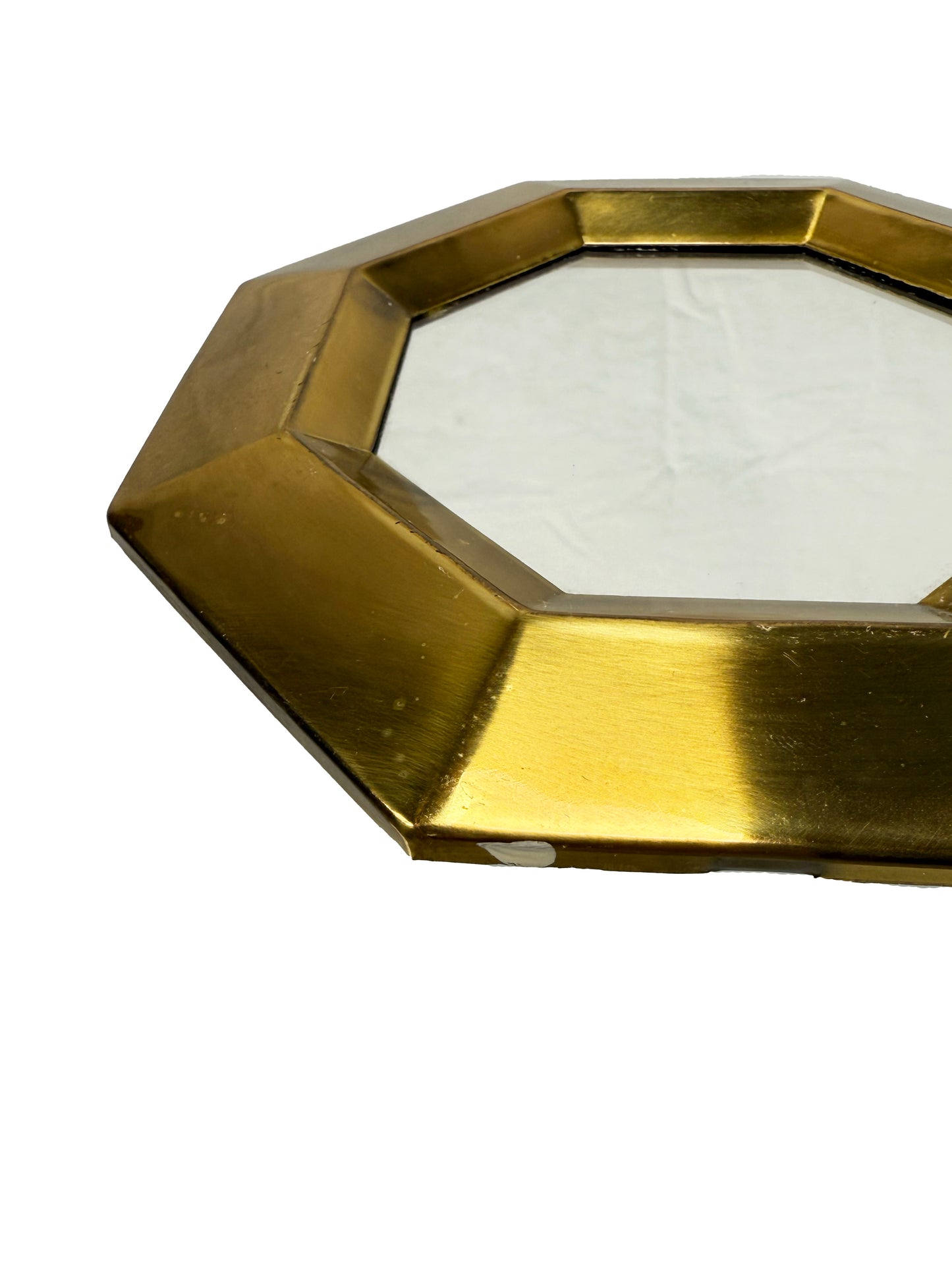 Vintage Wall Decor - Octagonal Brass Mirror - 7”