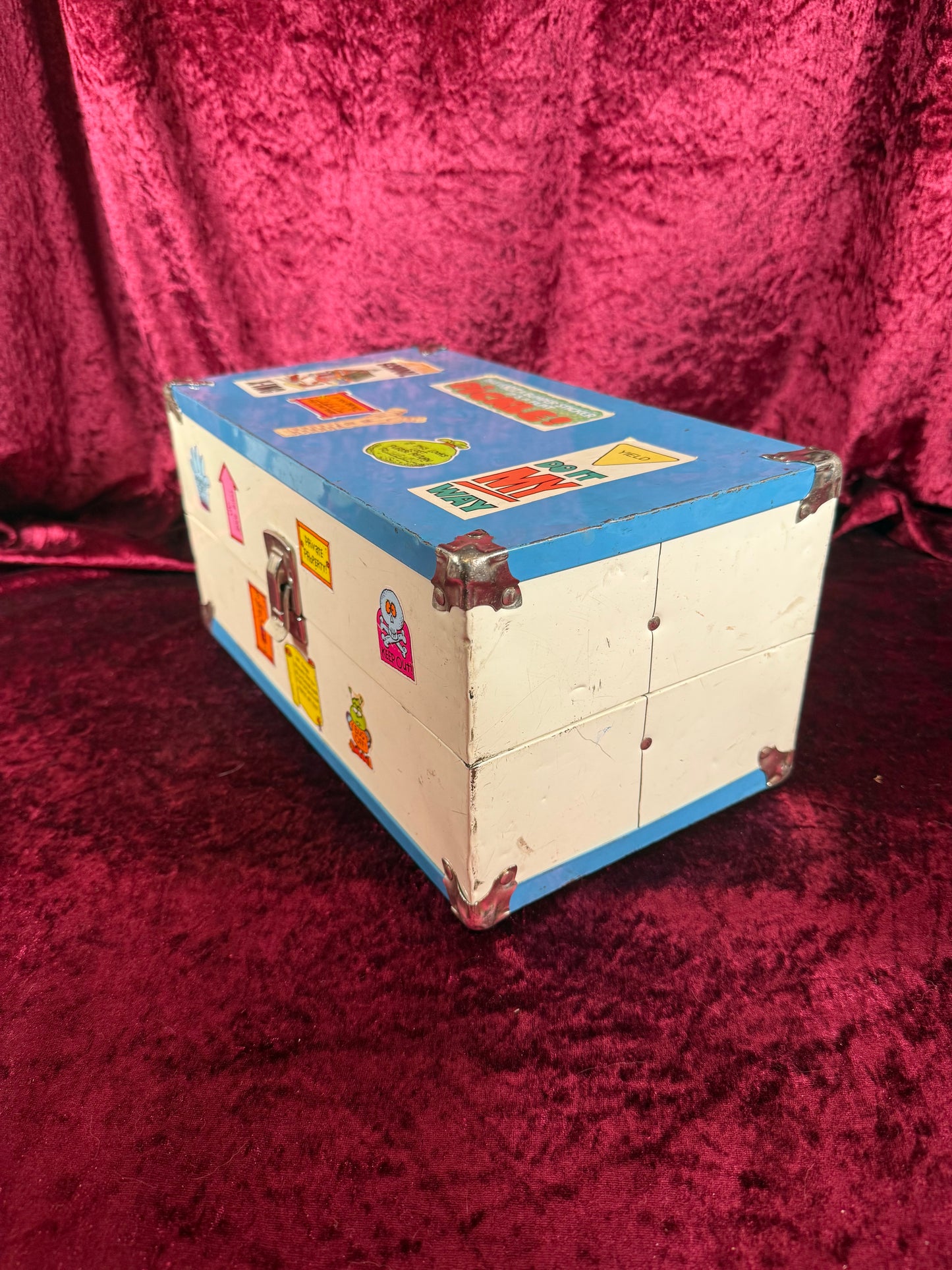 Vintage Toy - Metal Doll Suitcase with Dynamite Stickers - 1970s