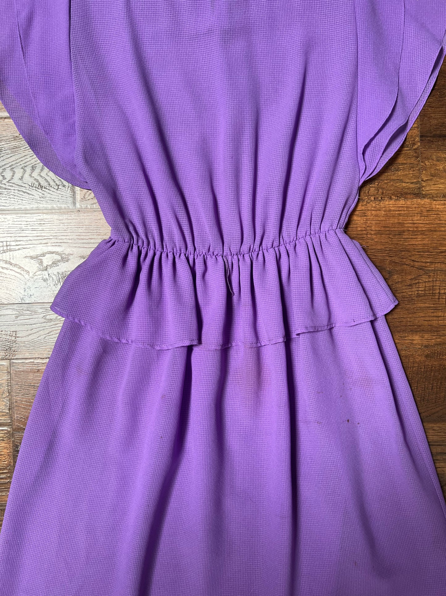 Vintage Clothing - Belted Peplum Dress - Textured Lilac - Small - L Rothschild San Francisco