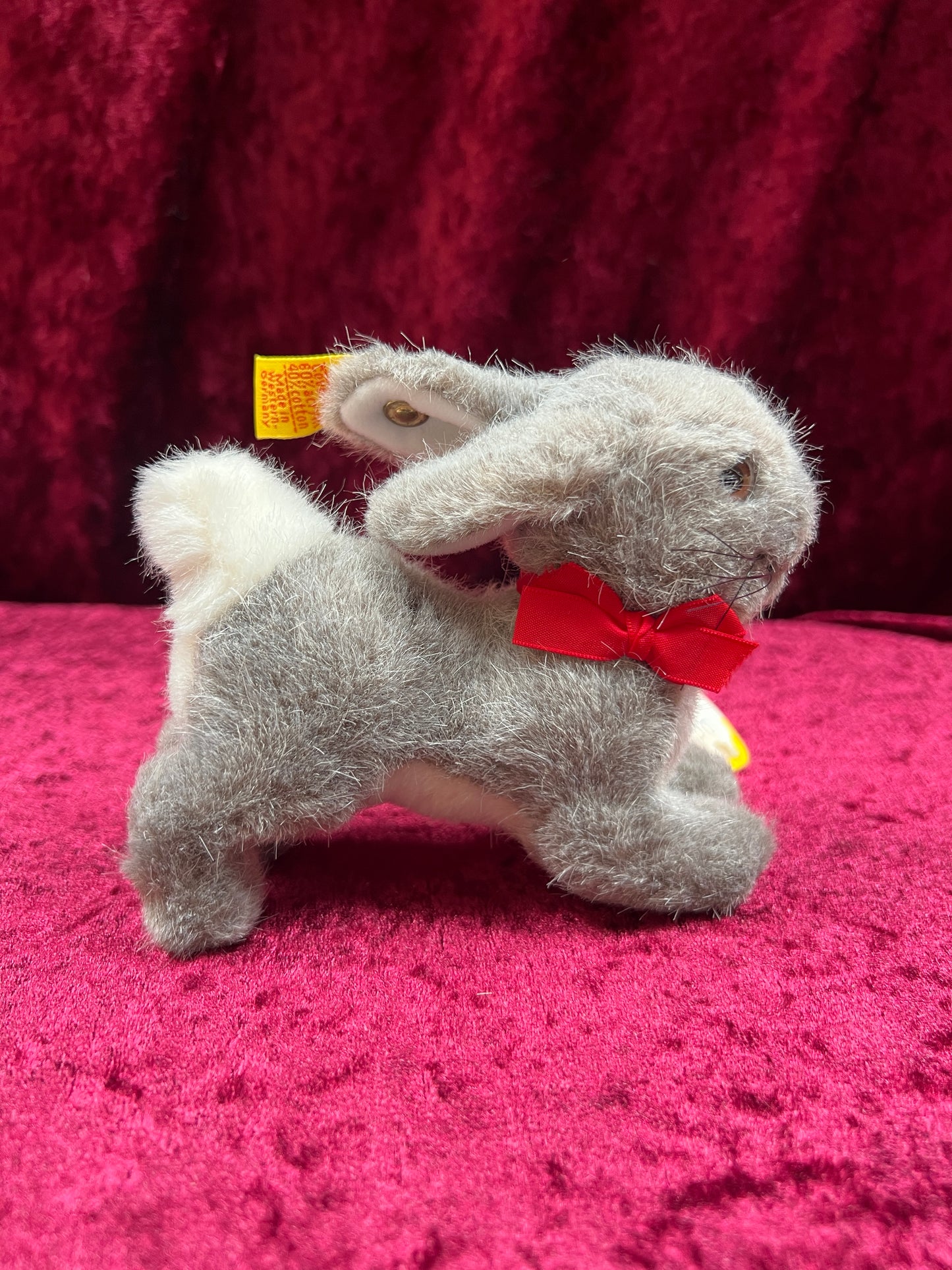 Vintage Collectibles - Miniature Stuffed Toy - Hoppy the Bunny - Plush Gray - 150/13 - Steiff