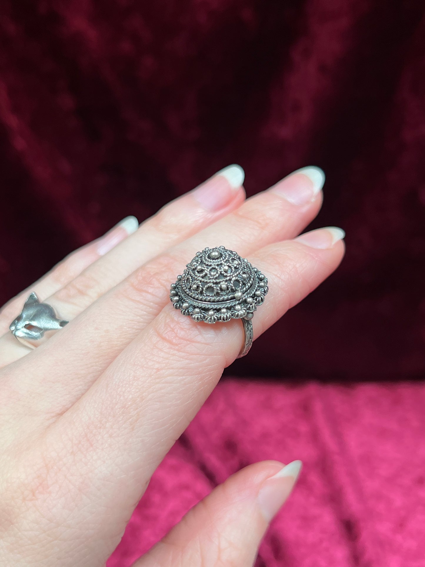 Vintage Jewelry - Poison Ring and Brooch Set - Sterling Silver - Made In Italy - Size 4