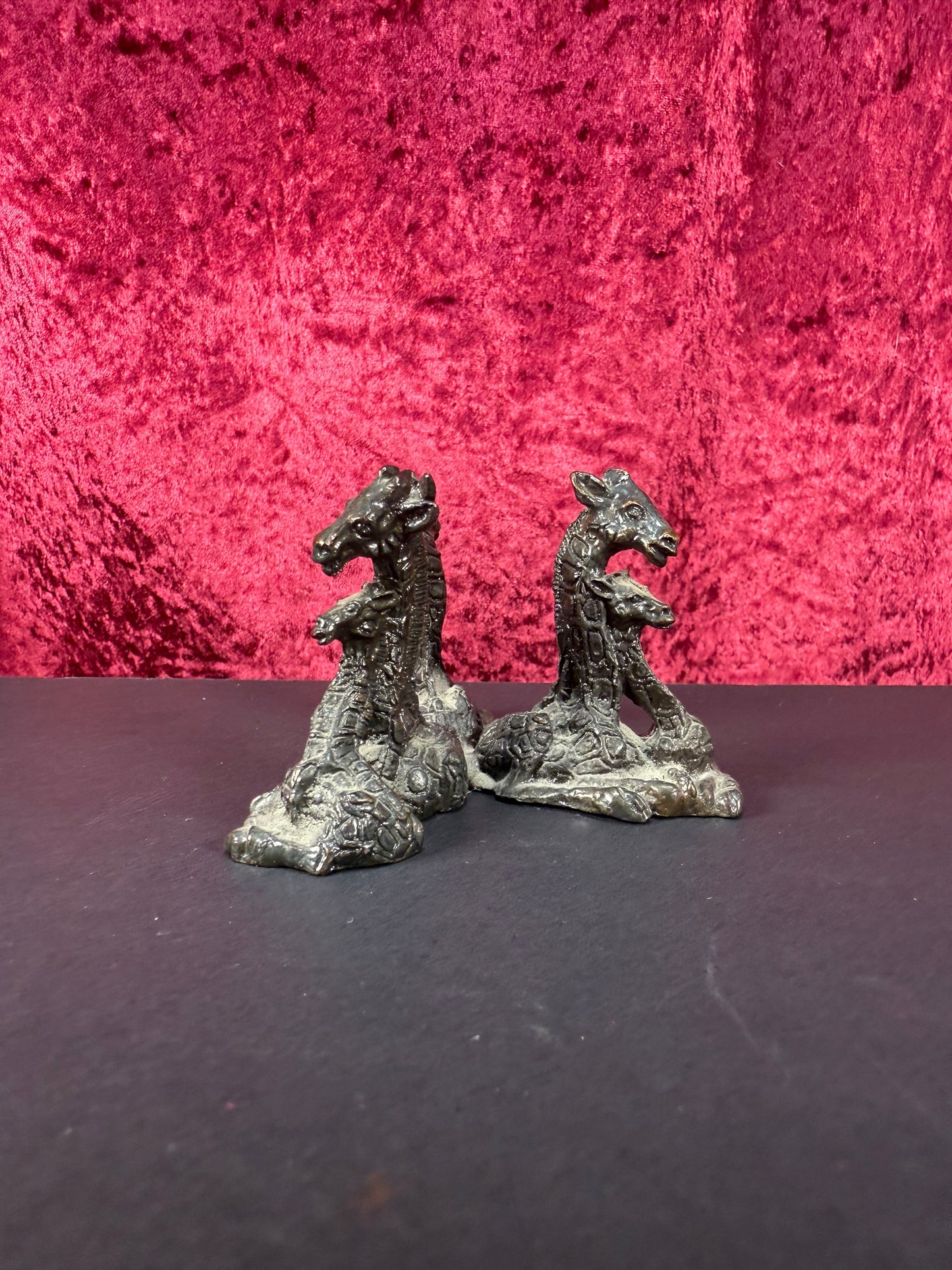 Vintage Trinket - Pewter Egg Stand - Giraffe Family