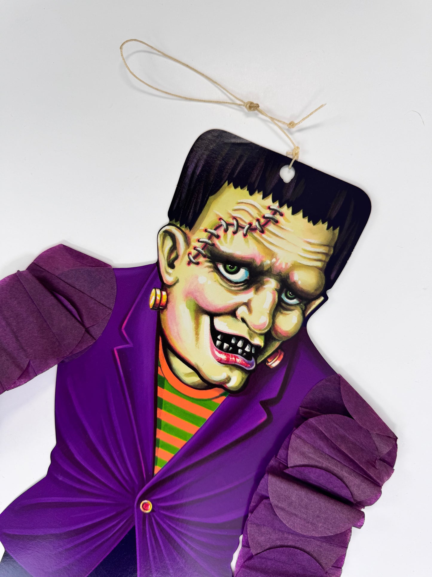 Vintage Halloween Decoration - Beistle 1990s Action Dancer Crepe Paper Die Cut - Frankenstein