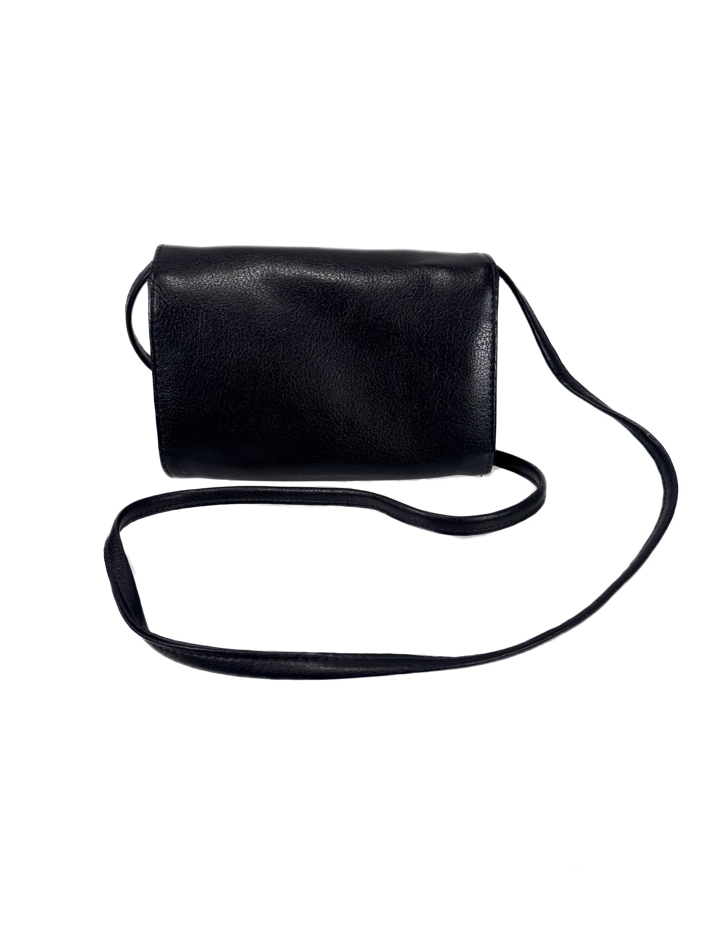 Vintage Purse - Black Leather Cross-Body Wallet Bag