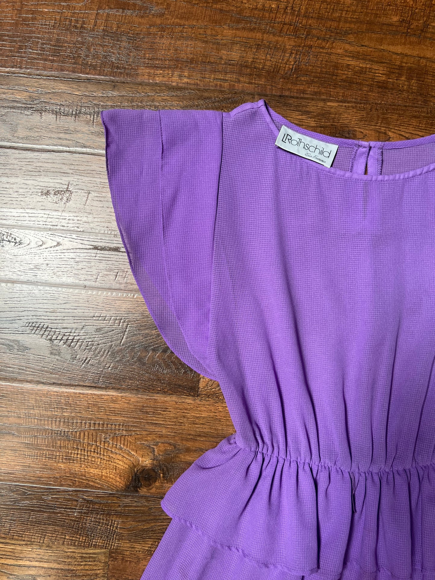 Vintage Clothing - Belted Peplum Dress - Textured Lilac - Small - L Rothschild San Francisco