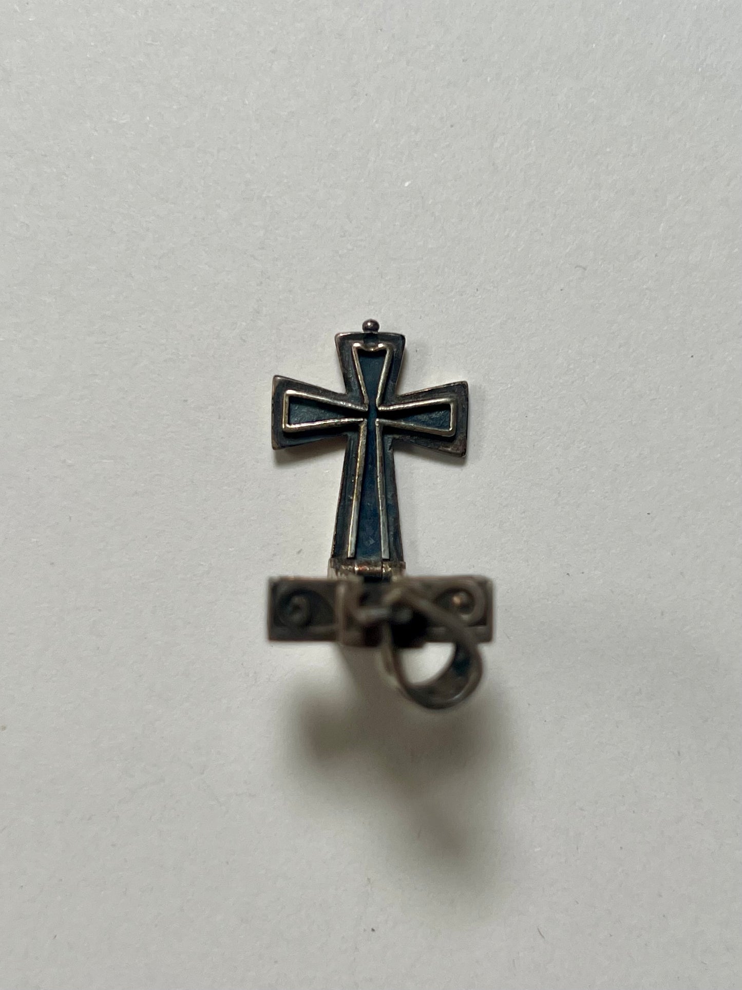 Vintage Jewelry - Pendant Locket - Hinged Crucifix - 925 Sterling Silver