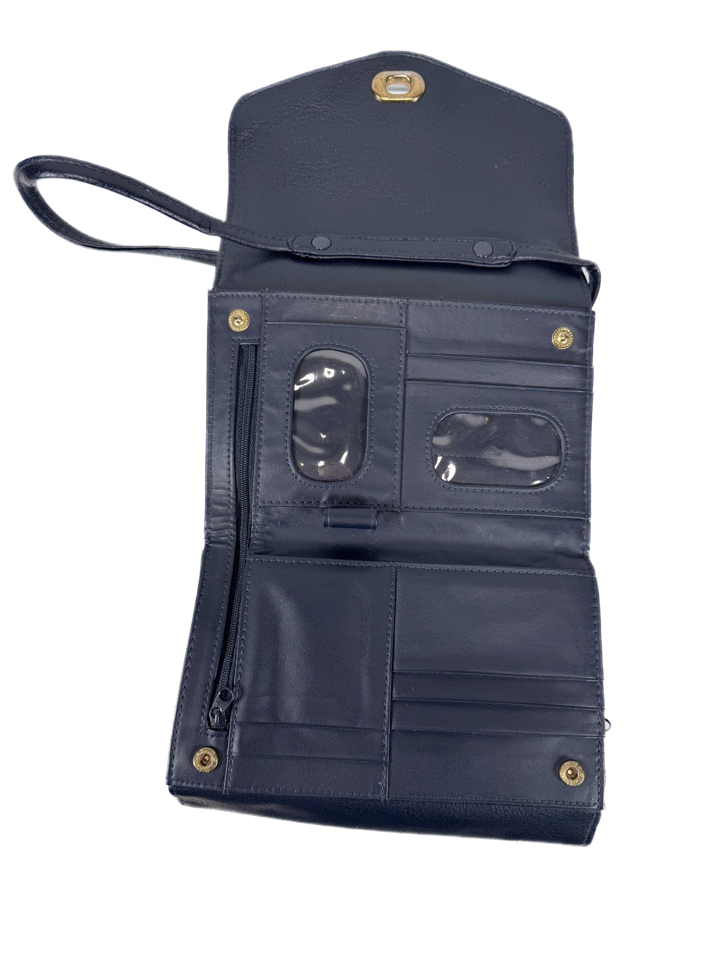 Vintage Purse - Black Leather Cross-Body Wallet Bag