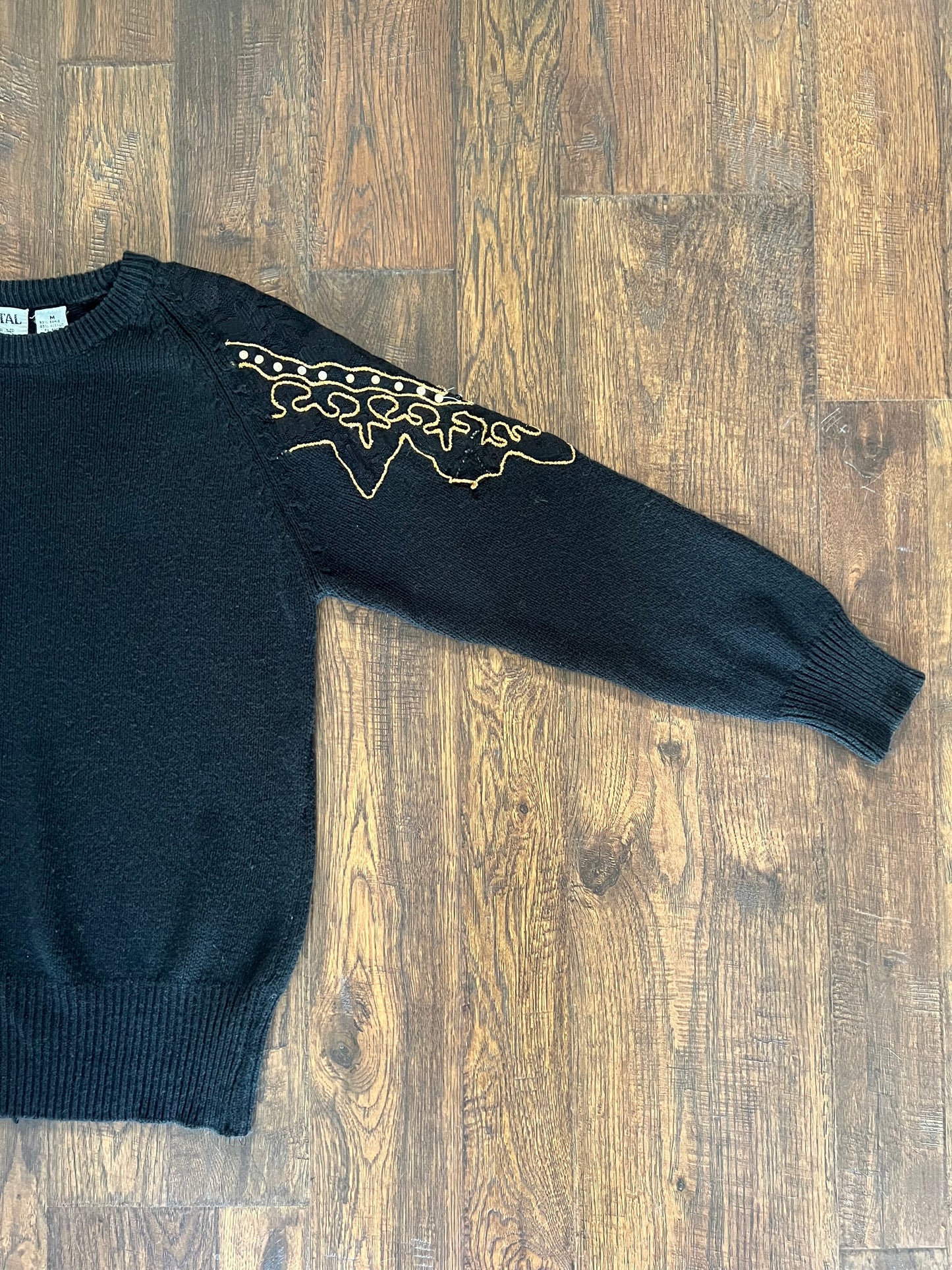 Vintage Clothing - Embellished Knit Sweater - Black - Medium - Crystal Sportswear
