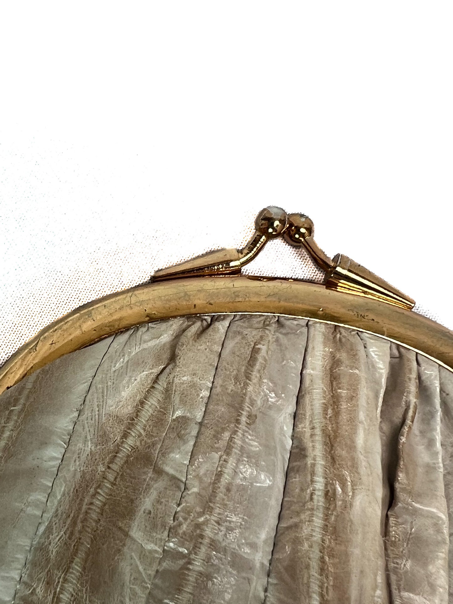 Vintage Wallet - Coin Purse - Genuine Eel Skin - Blush White - Kiss Lock Closure