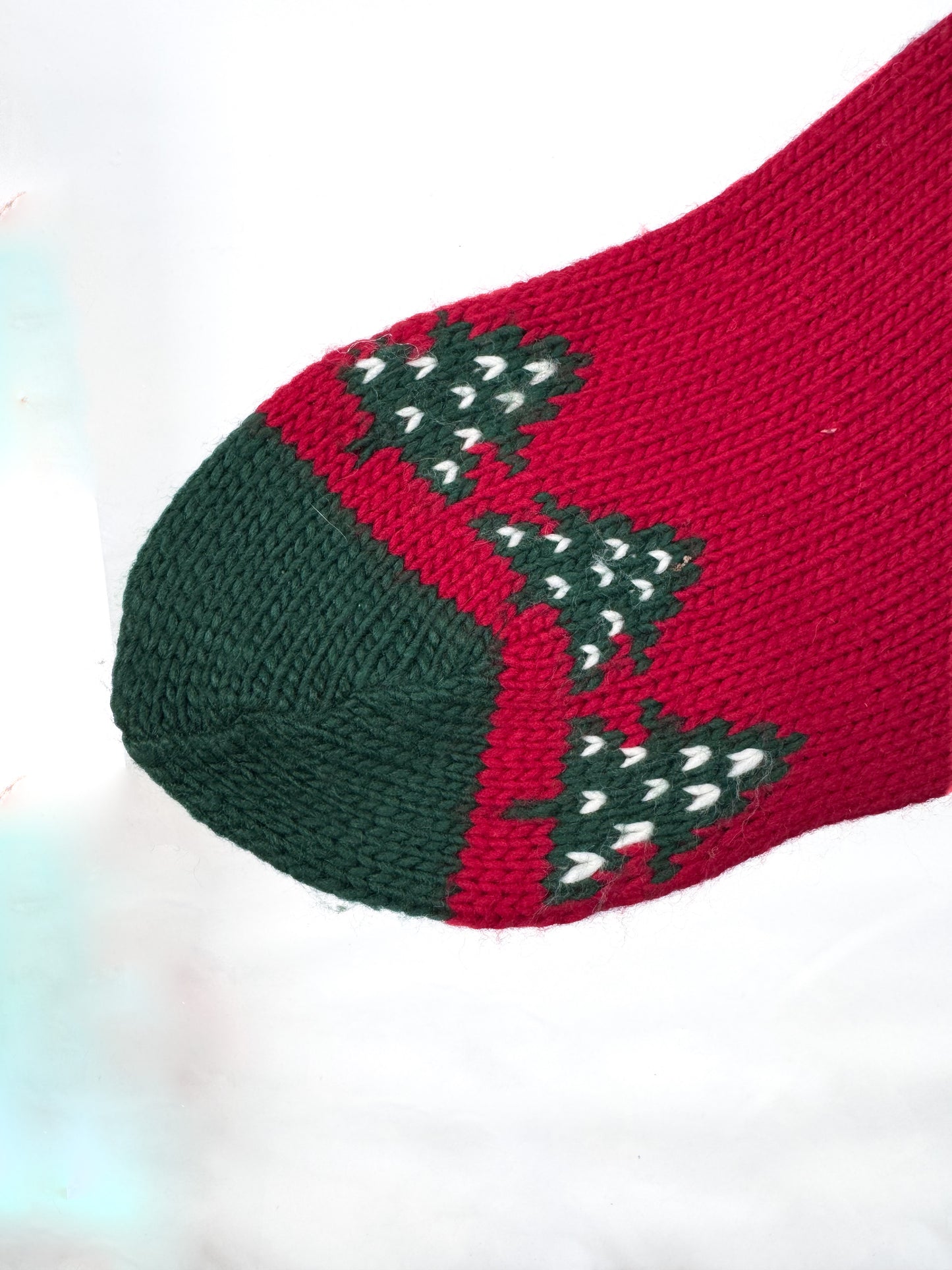 Vintage Christmas Decor - Heavy Knit Stocking - 24" Reindeer Design