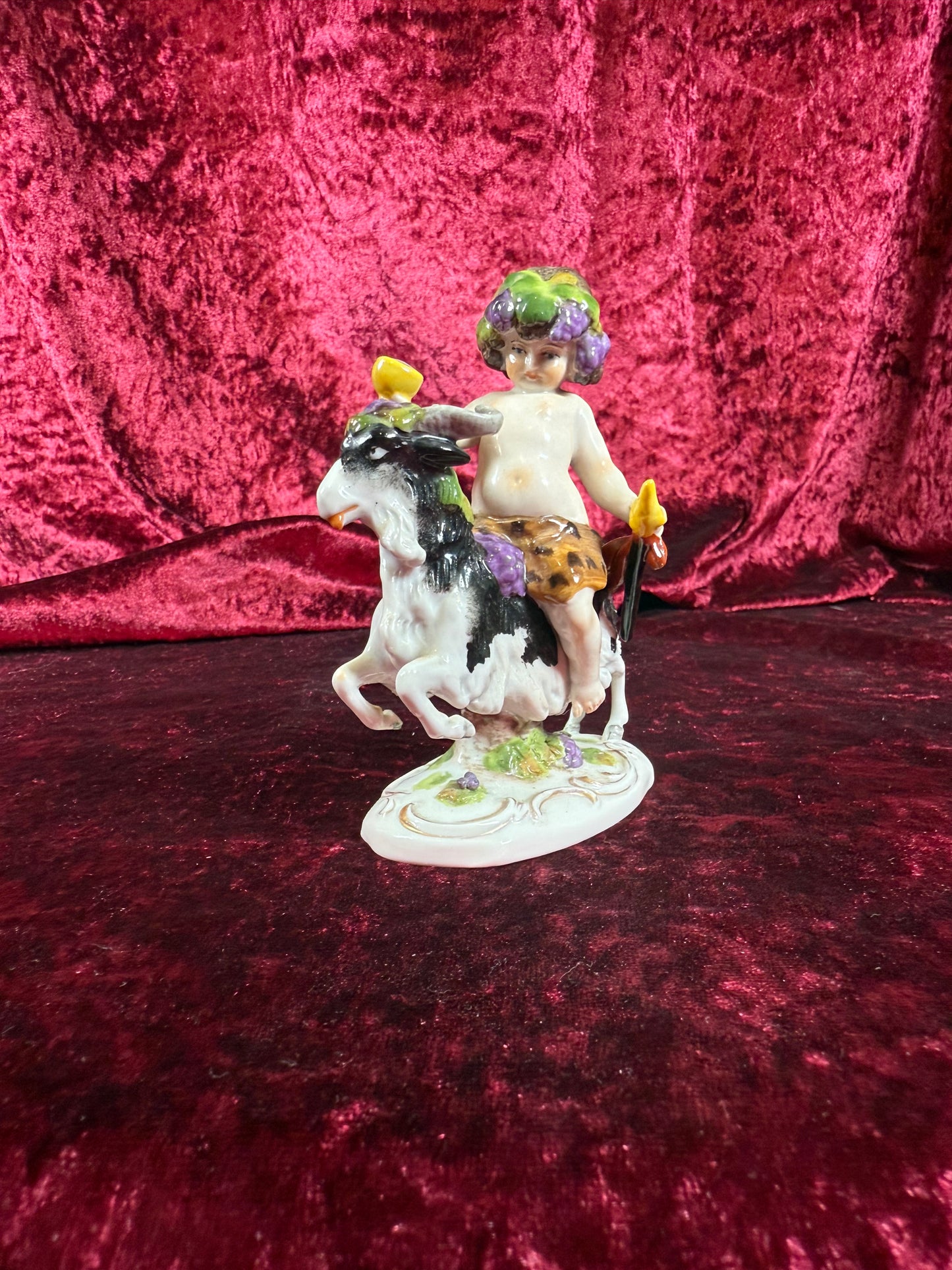 Vintage Porcelain Figure - Felix Zeh - Bacchus on Goat