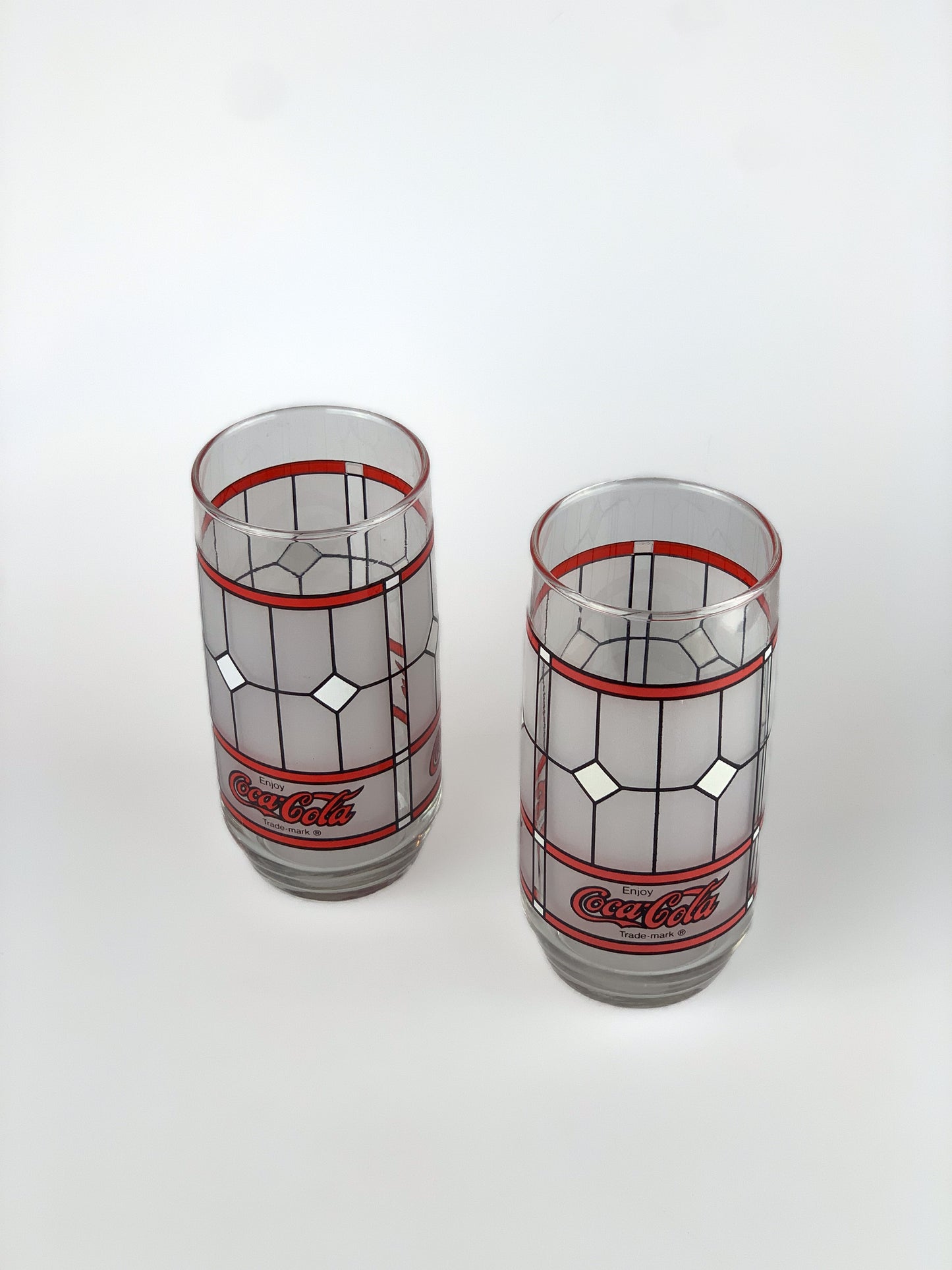 Vintage 1985 Libbey Glass Coca-Cola Frosted Tumblers - Set of 2