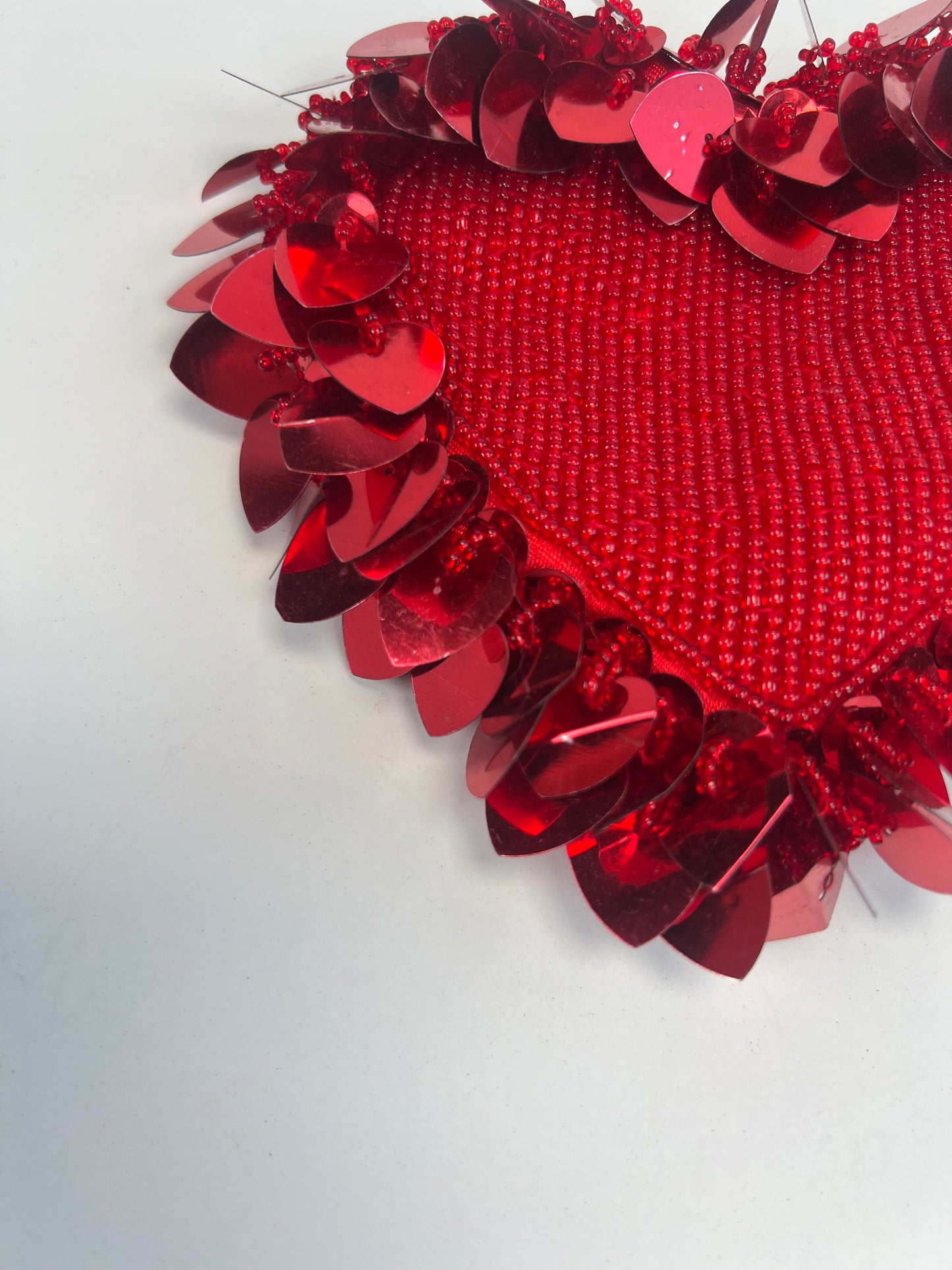 Vintage Wallet - Heart-Shaped Beaded Coin Purse - Red - Zipper Closure - Neiman Marcus