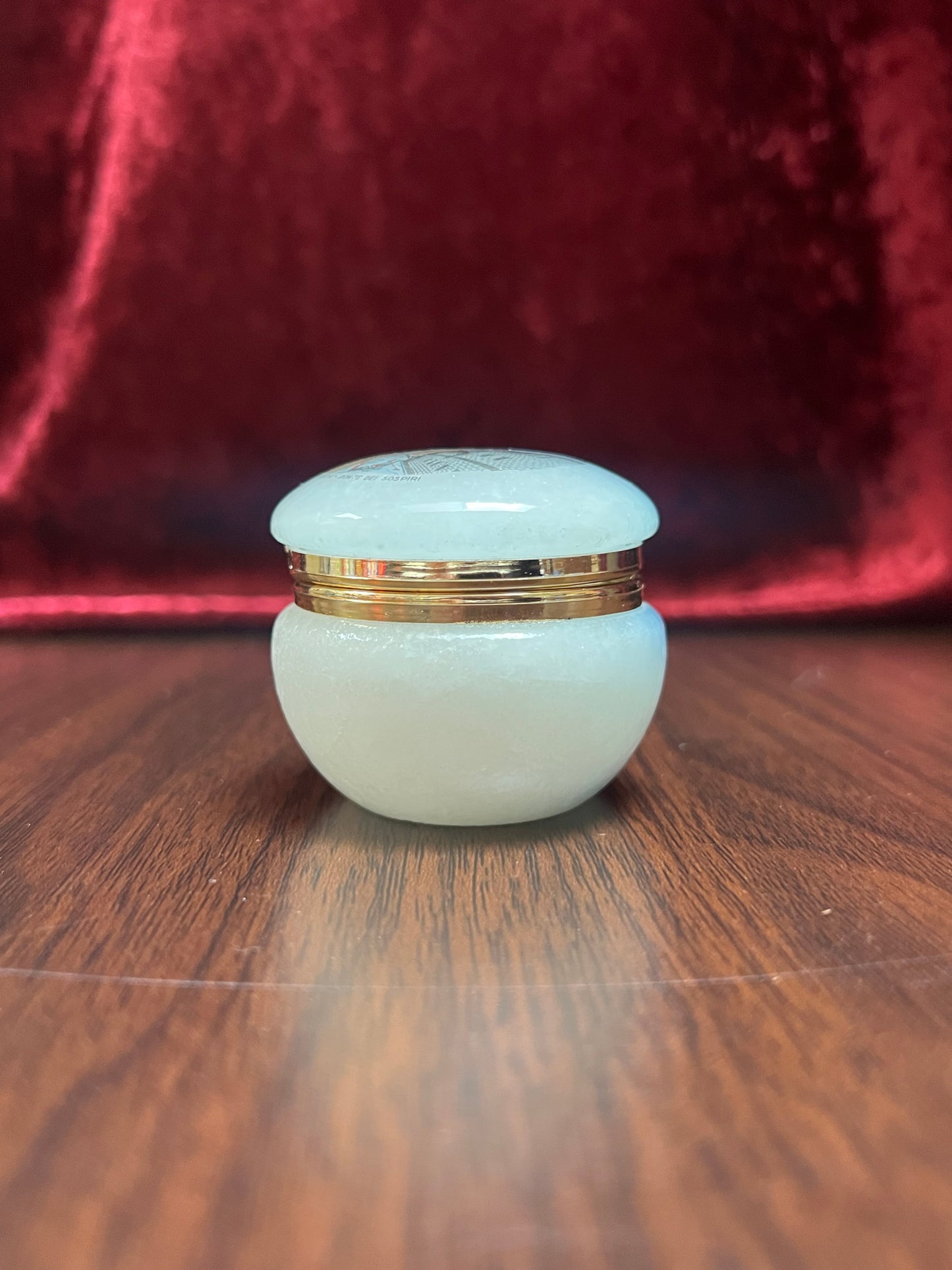 Vintage Trinket Box - Souvenir Pill / Snuff Box - Venezia Ponte Dei Sospiri Scene - Alabaster Stone