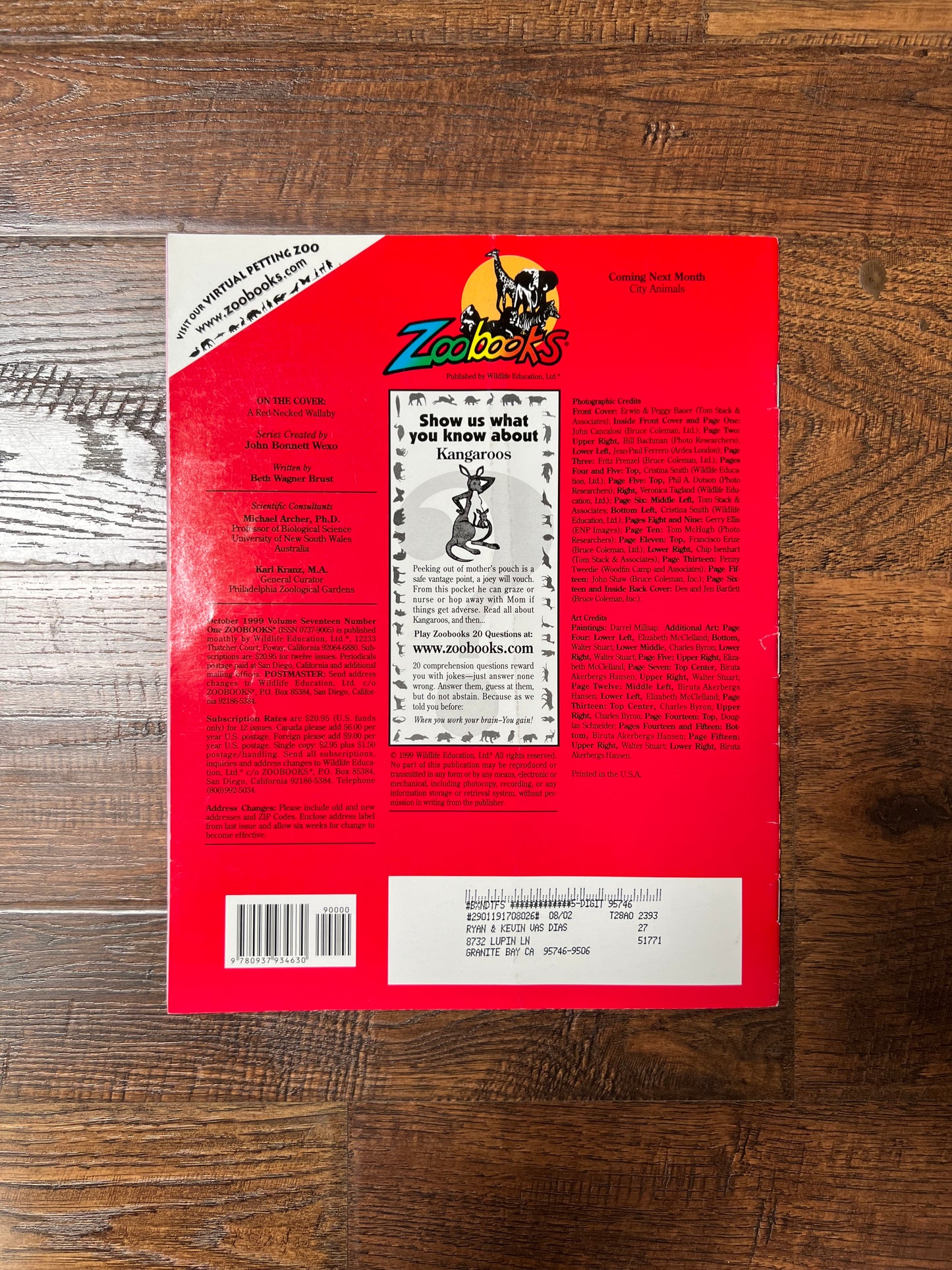 Vintage Ephemera - Magazine - Zoobooks - Kangaroos - October 1999