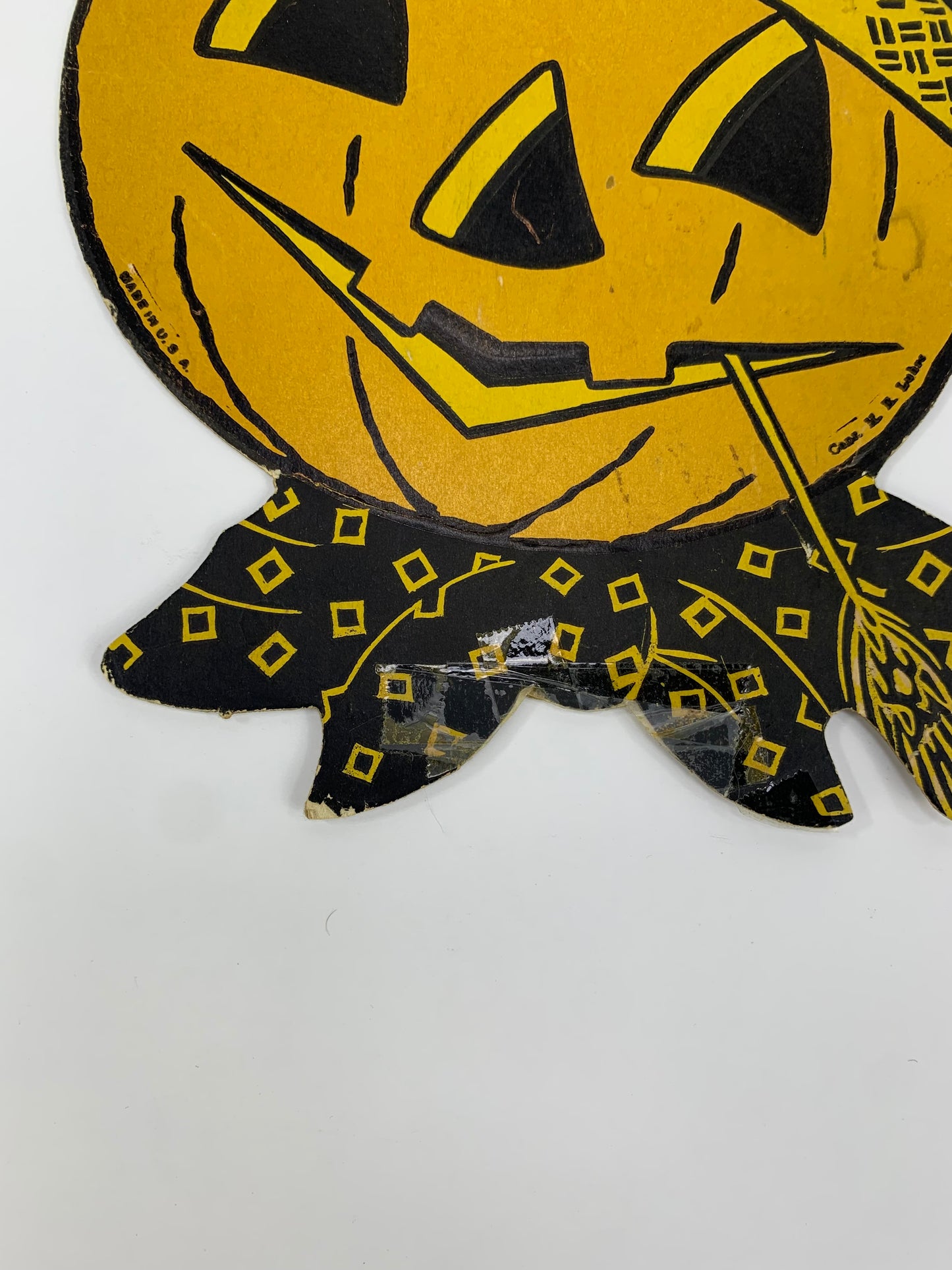 Vintage H.E. Luhrs Halloween Die Cut - Scarecrow Jack-O-Lantern - Made In U.S.A.
