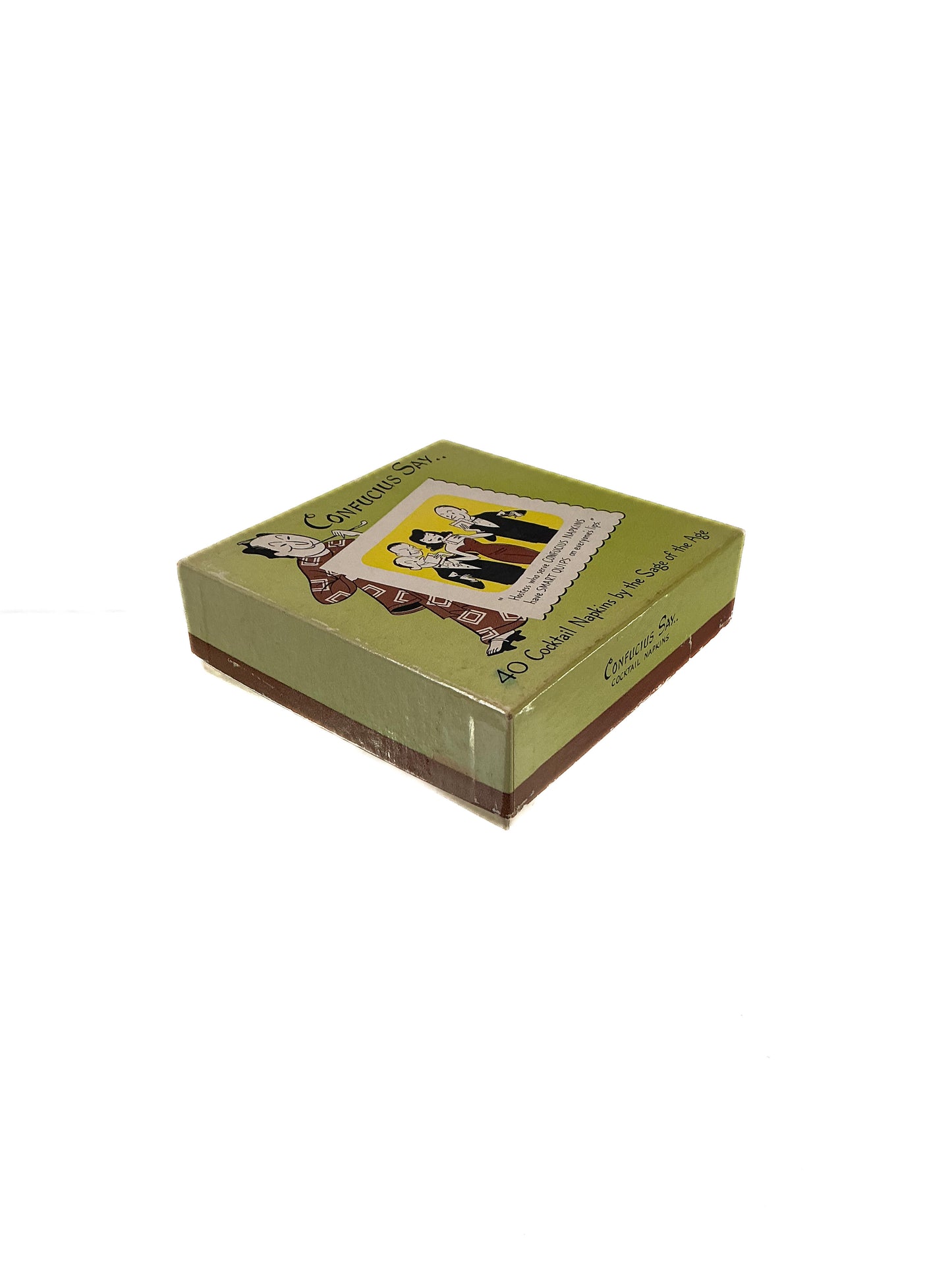 Vintage Cocktail Napkins - Confucius MCM - Illustrated Funny Kitsch - 1950s