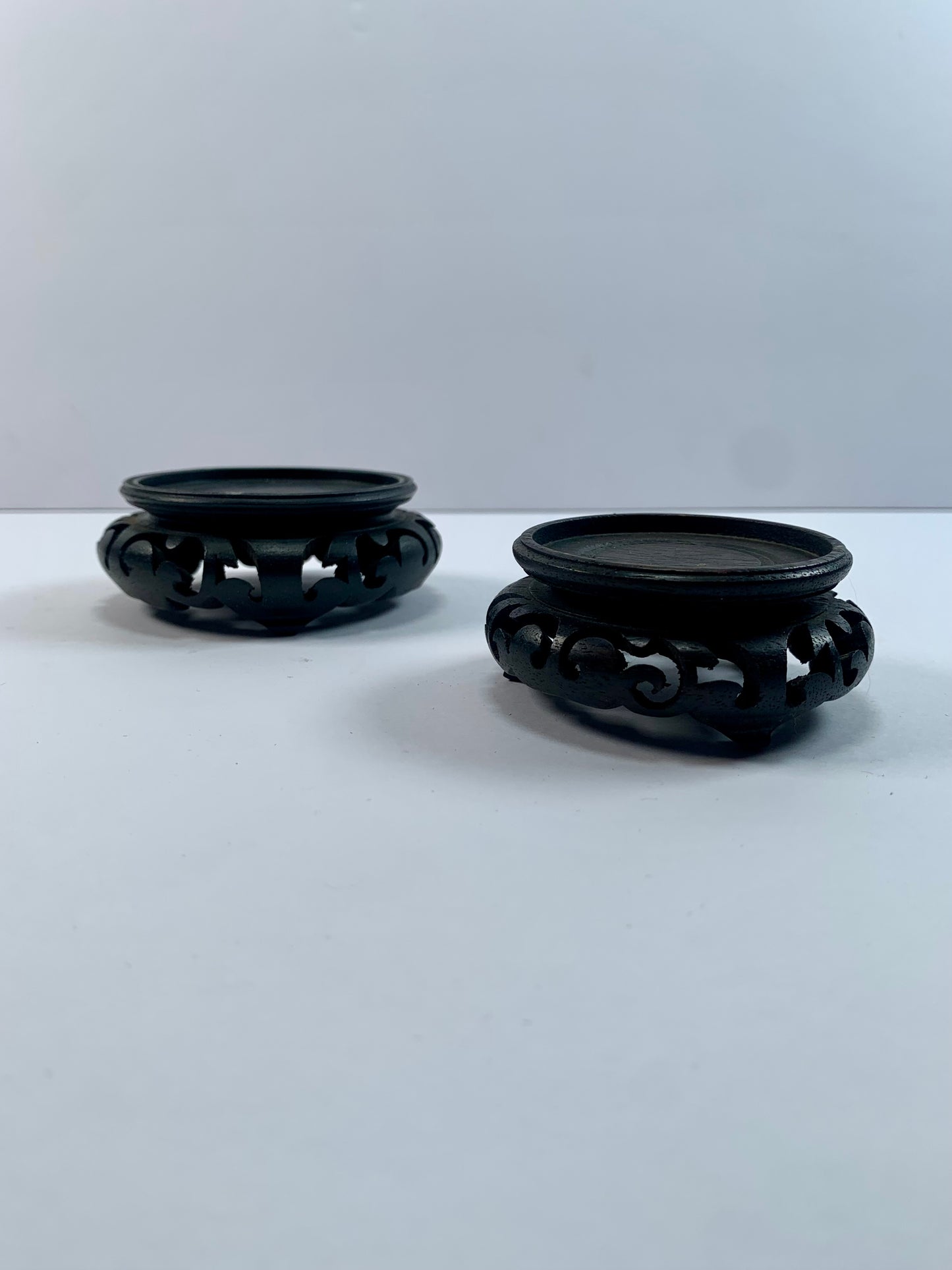 Vintage Home Decor - Hand Carved Wood Display Stand - Set of 2