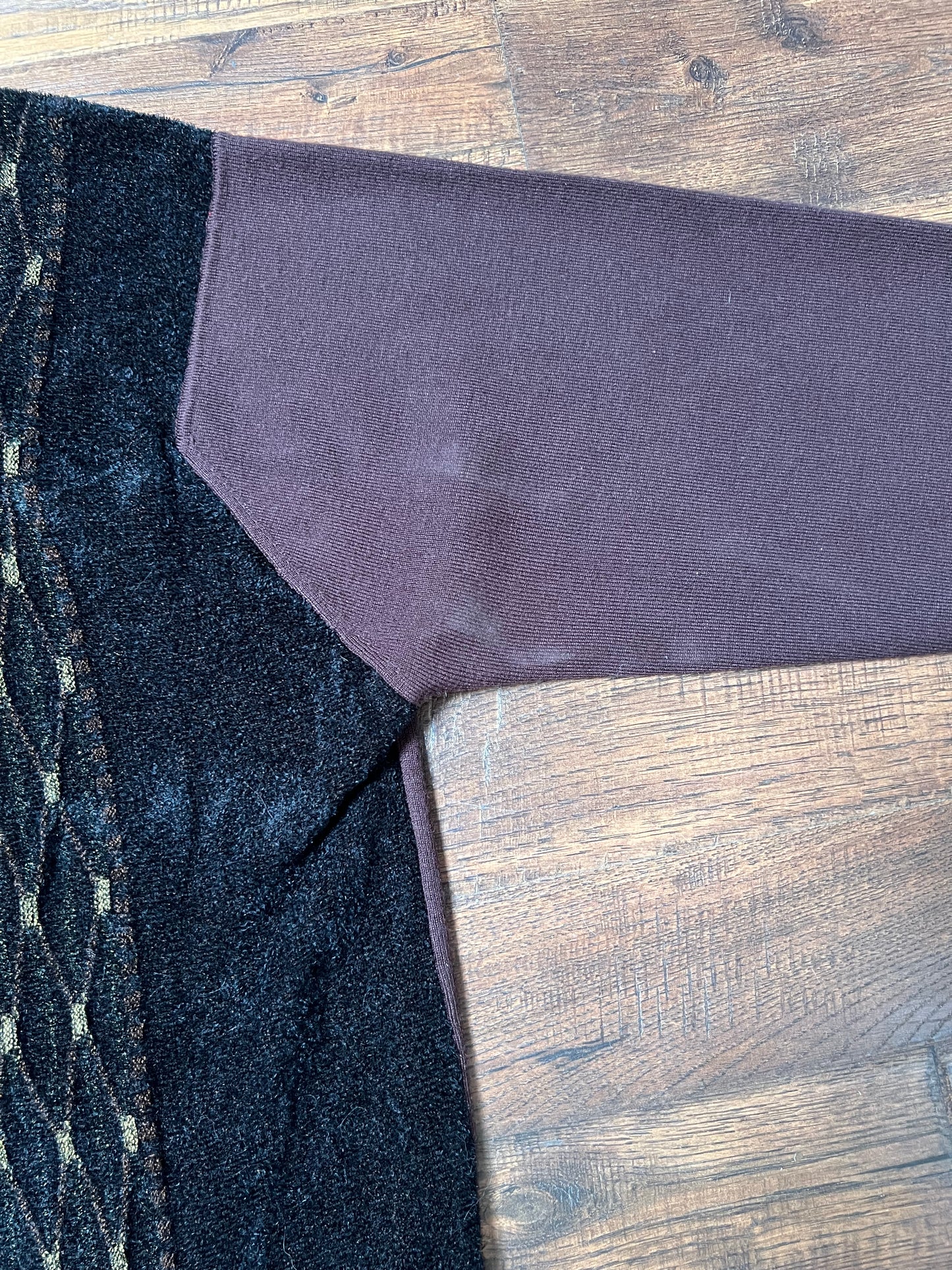 Vintage Clothing - Long Sleeve Polo Shirt - Brown Velour - Cigar Couture - Medium