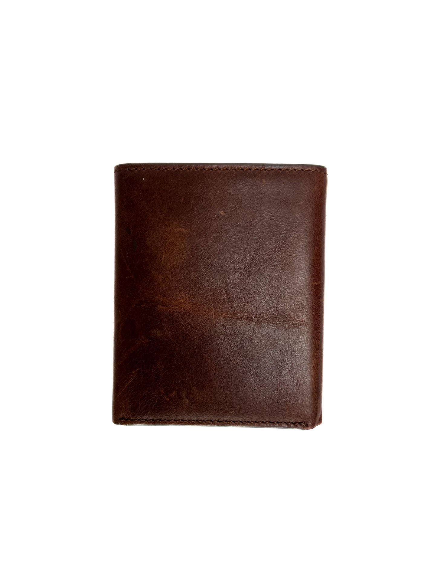 Vintage Wallet - Genuine Leather Trifold - Brown - Embossed Logo - Fossil