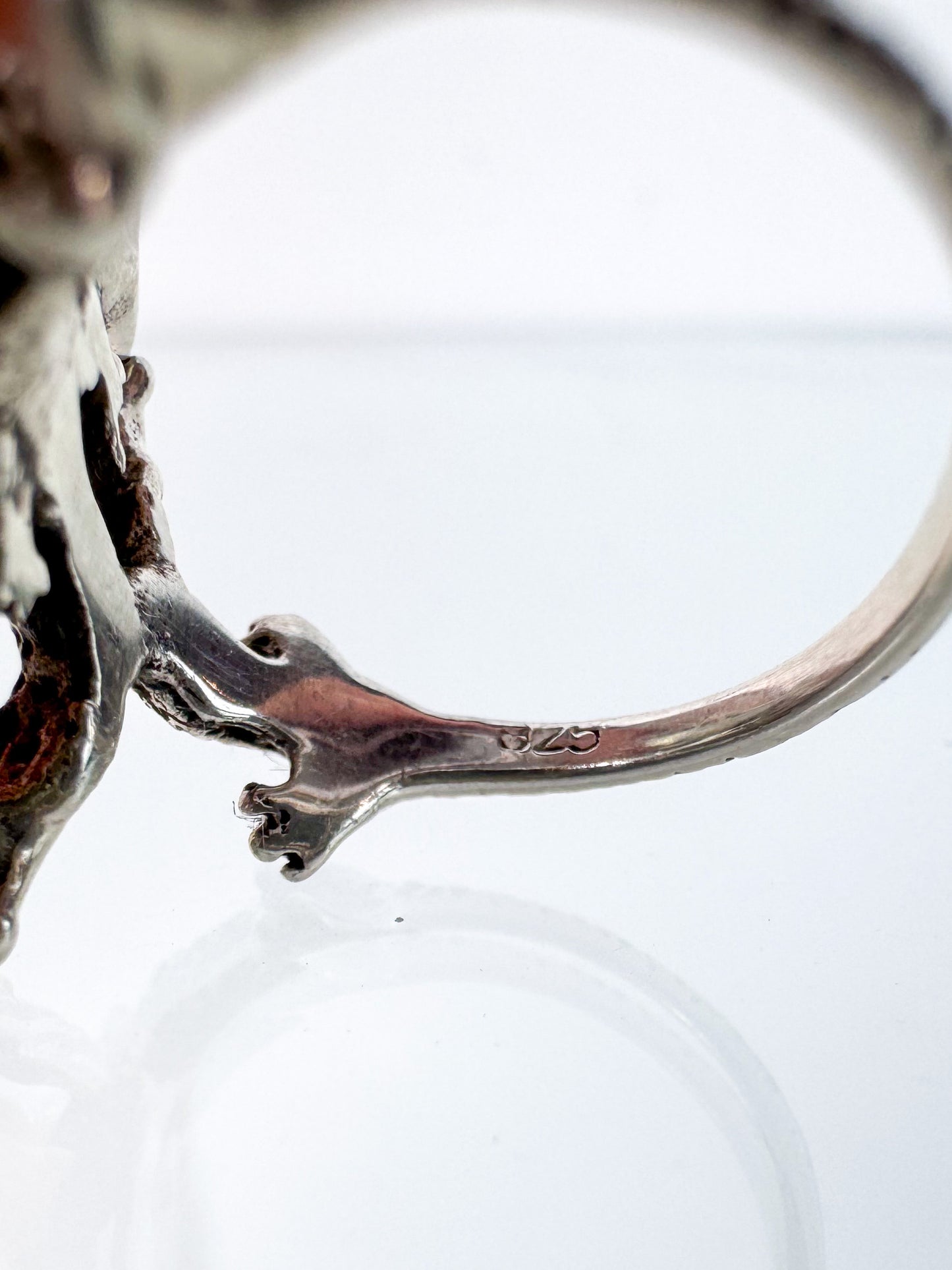 Vintage Ring - 1990s Double Dragon with Wings Sterling Silver 925 - Size 6.25