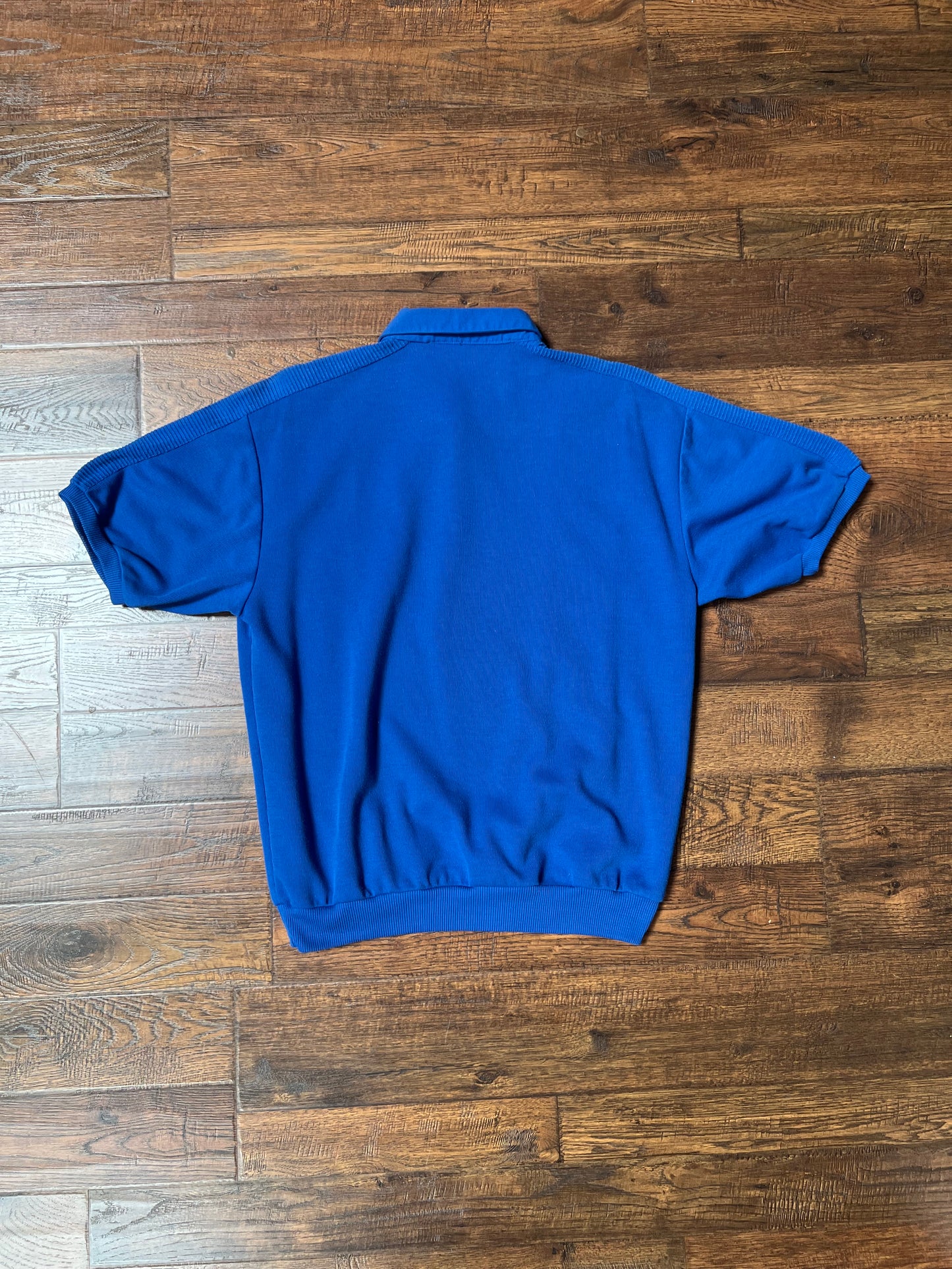 Vintage Clothing - Knit Short Sleeve Polo - Cobalt Blue - Banner - Large