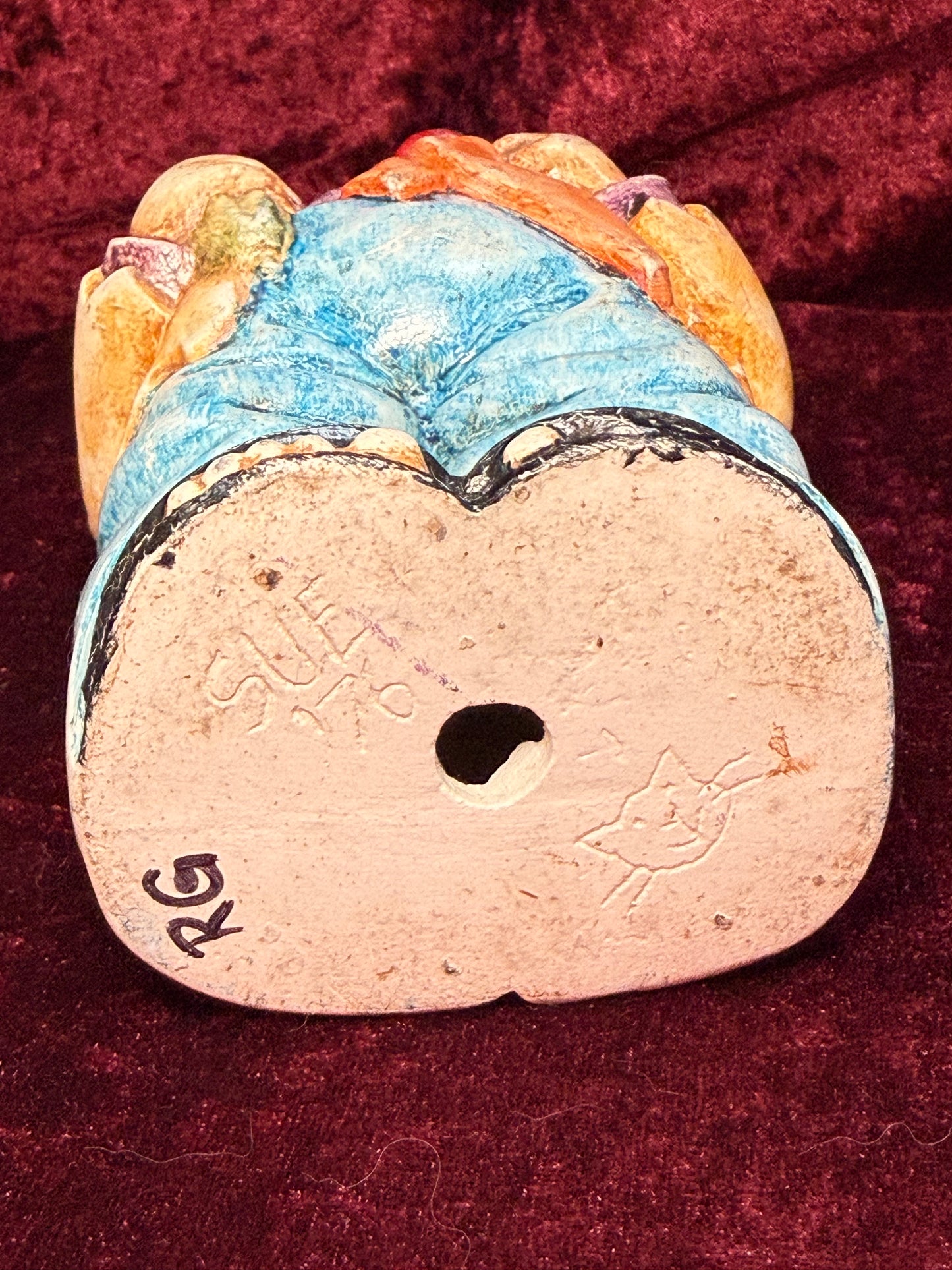 Vintage Clown Art - Whimsical Ceramic Figure - Hobo Clown with Umbrella