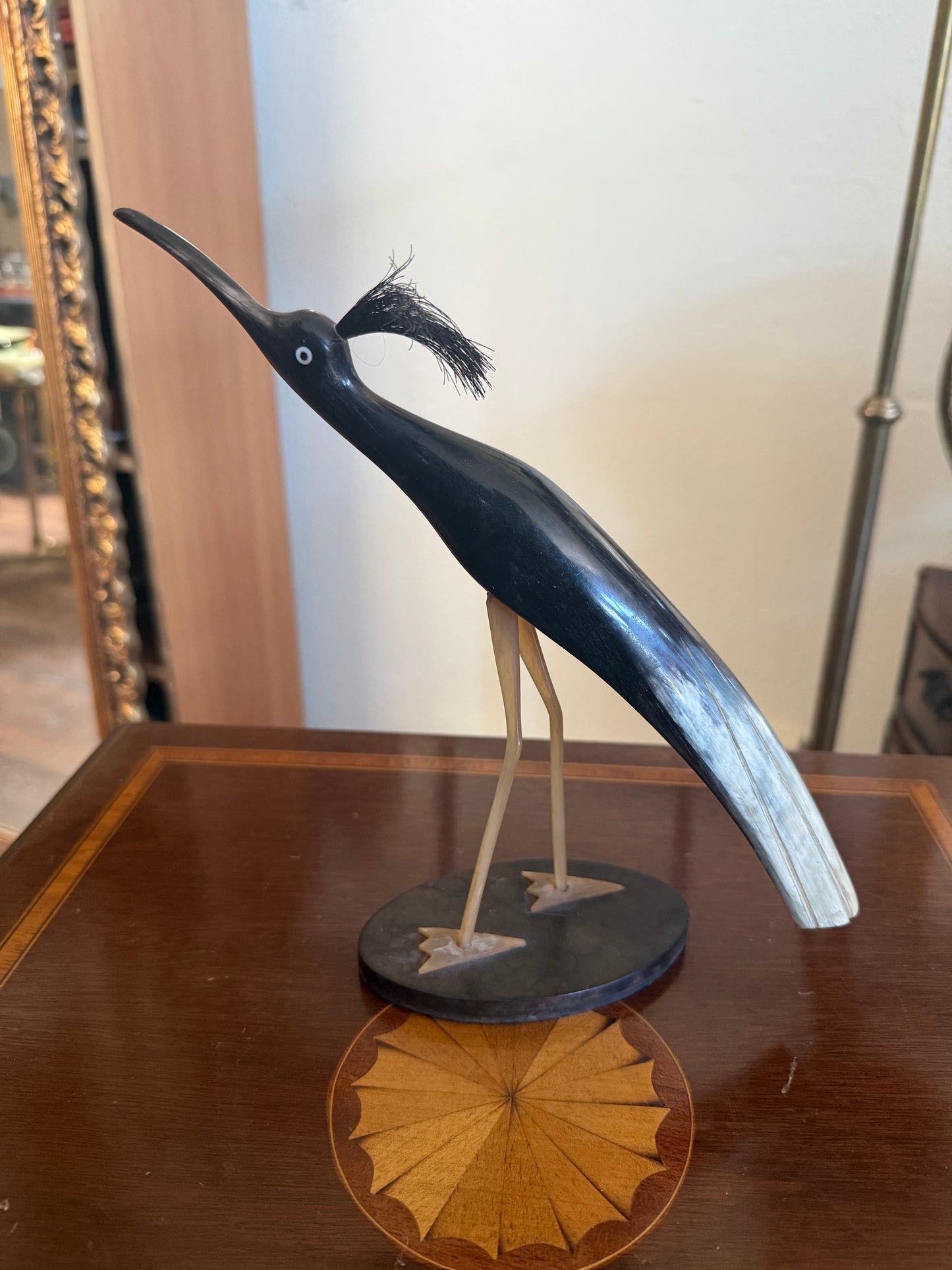 Vintage Decor - Mid Century Carved Horn Statue of Bird - 10”