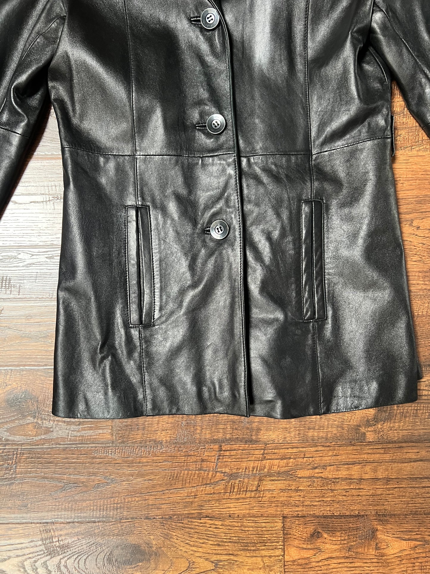 Vintage Clothing - Genuine Leather Jacket - Black - Maroon Lining - Small - Wilsons Leather