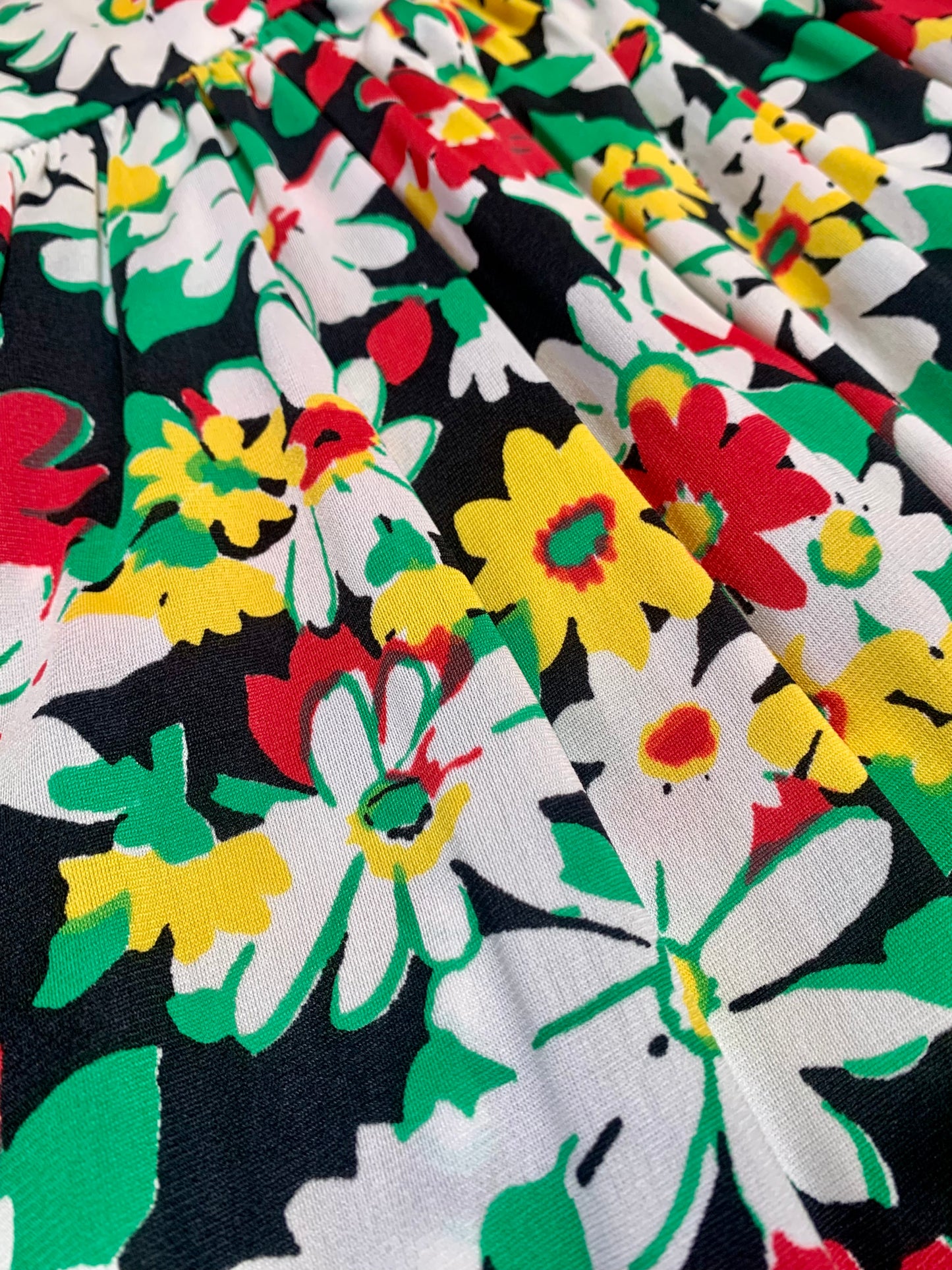 1970s Vintage Cirette California A-Line Mini Dress - Black Autumnal Florals