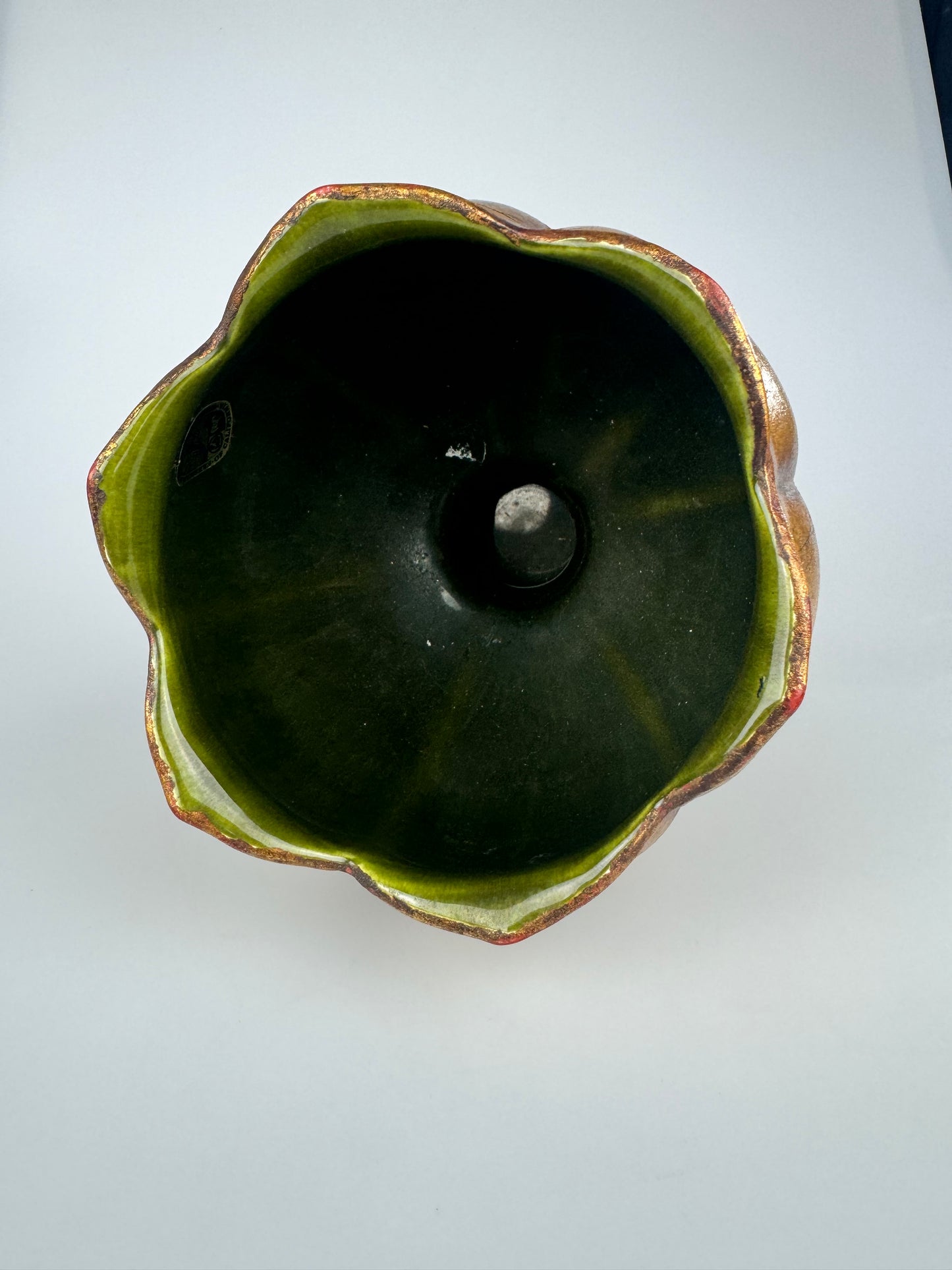 Vintage Pottery - Gold Footed Planter Pot w/ Green Glaze - Anthony Freeman McFarlin - Made in USA