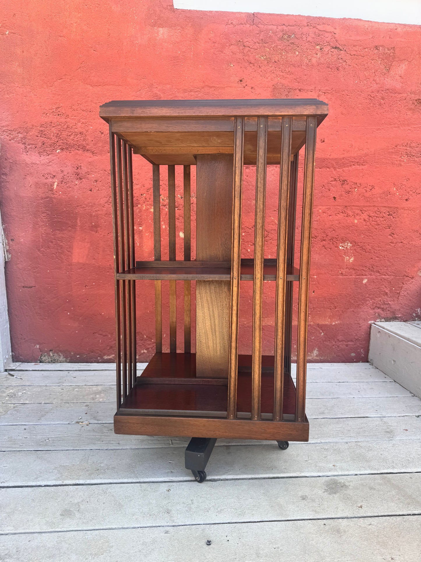 Antique Edwardian Whirling Barrister Bookcase with Inlay