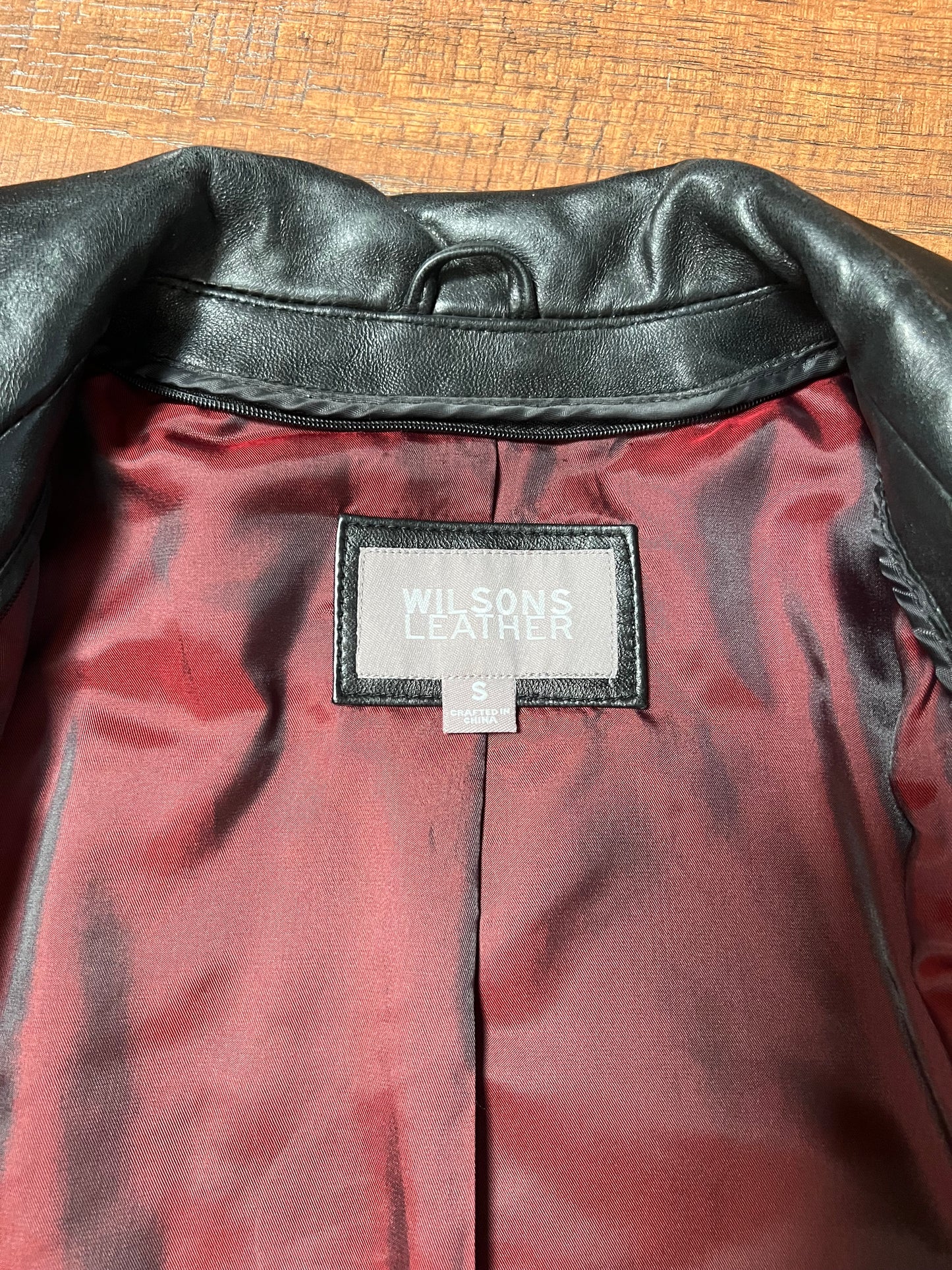 Vintage Clothing - Genuine Leather Jacket - Black - Maroon Lining - Small - Wilsons Leather