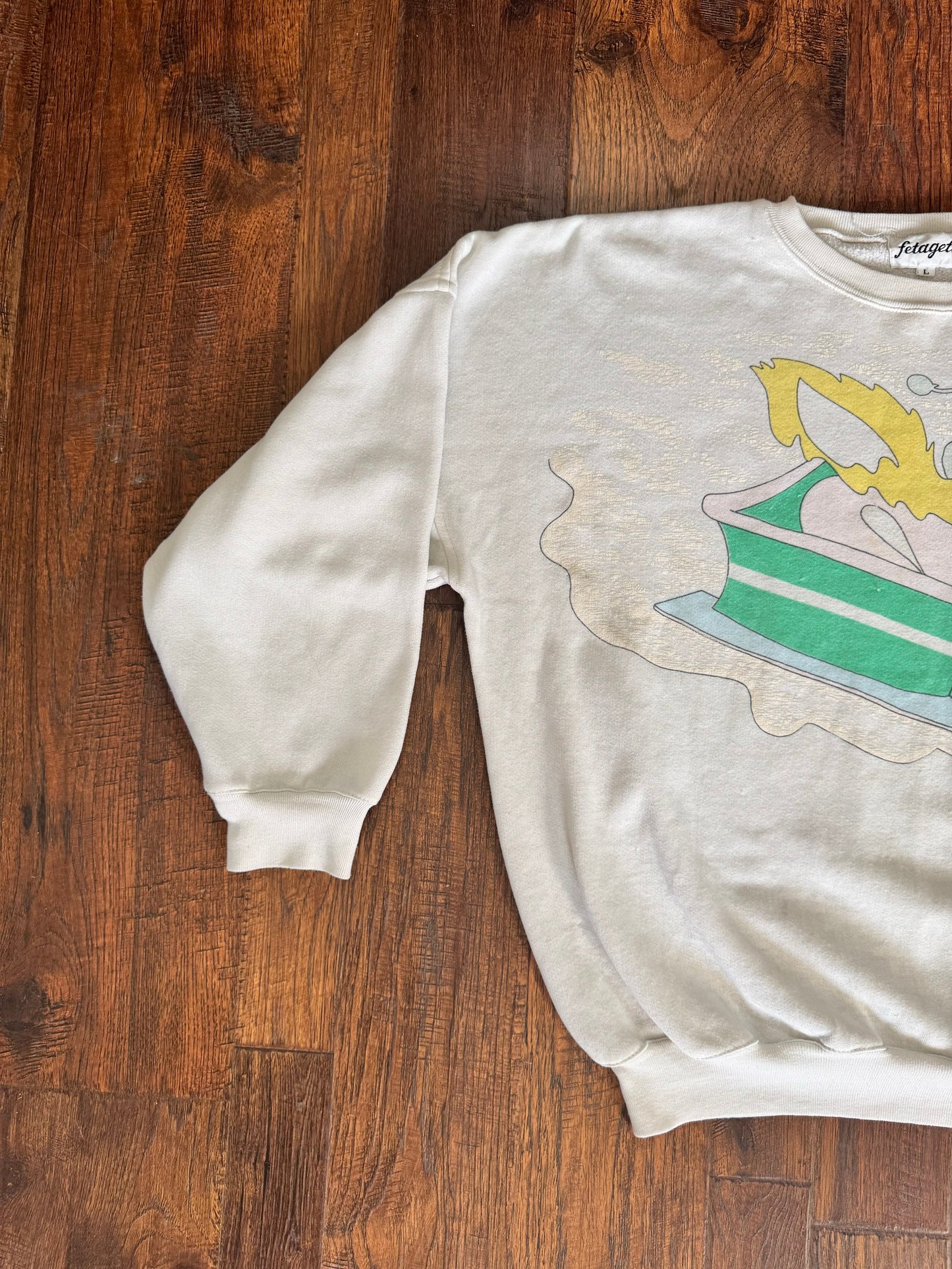 Vintage Sweatshirt 1980s Fetagetti Graphic Crewneck Rare - Large