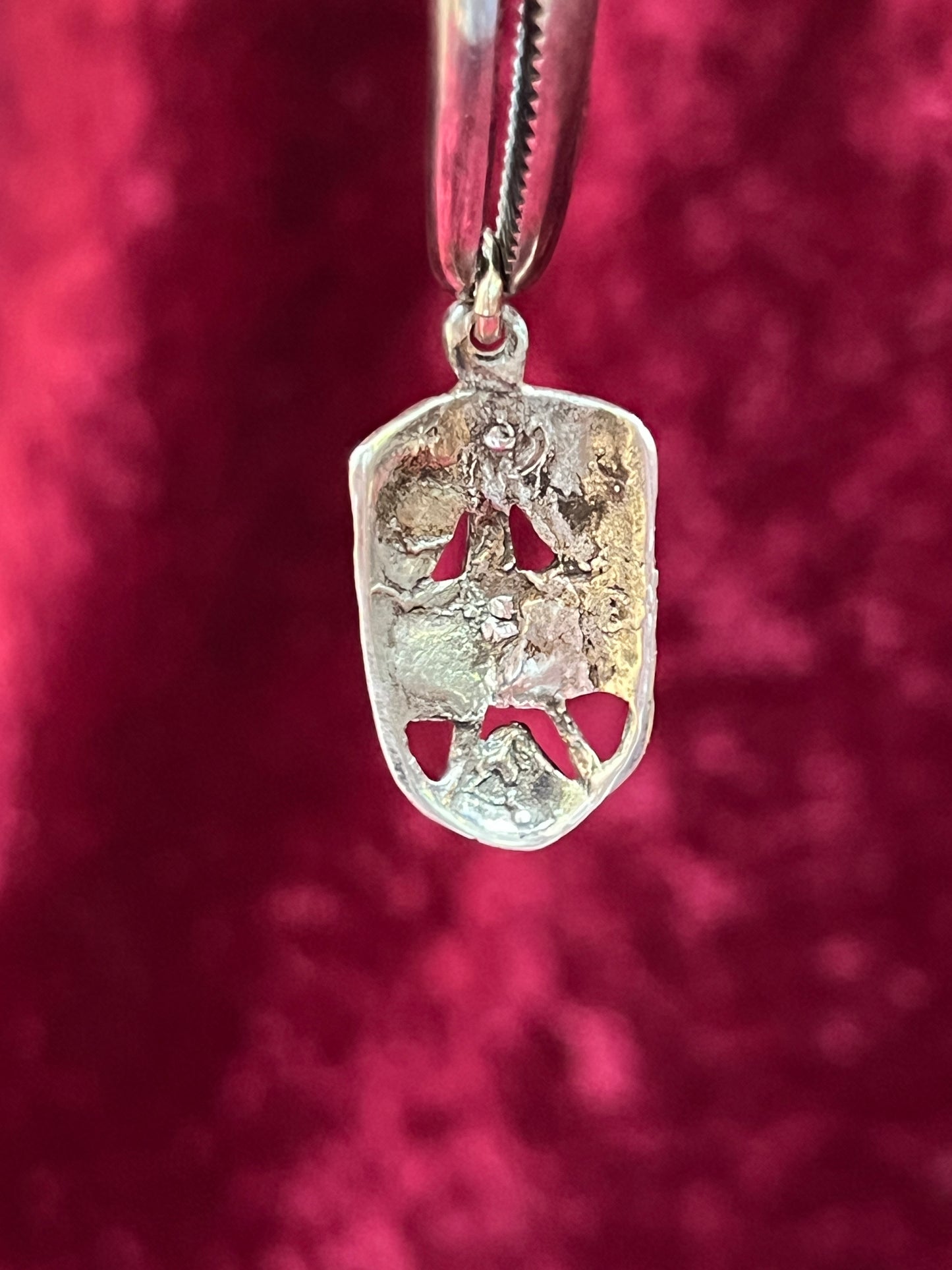 Vintage Jewelry - Necklace Pendant - Sterling Silver - Scary Tiki Mask