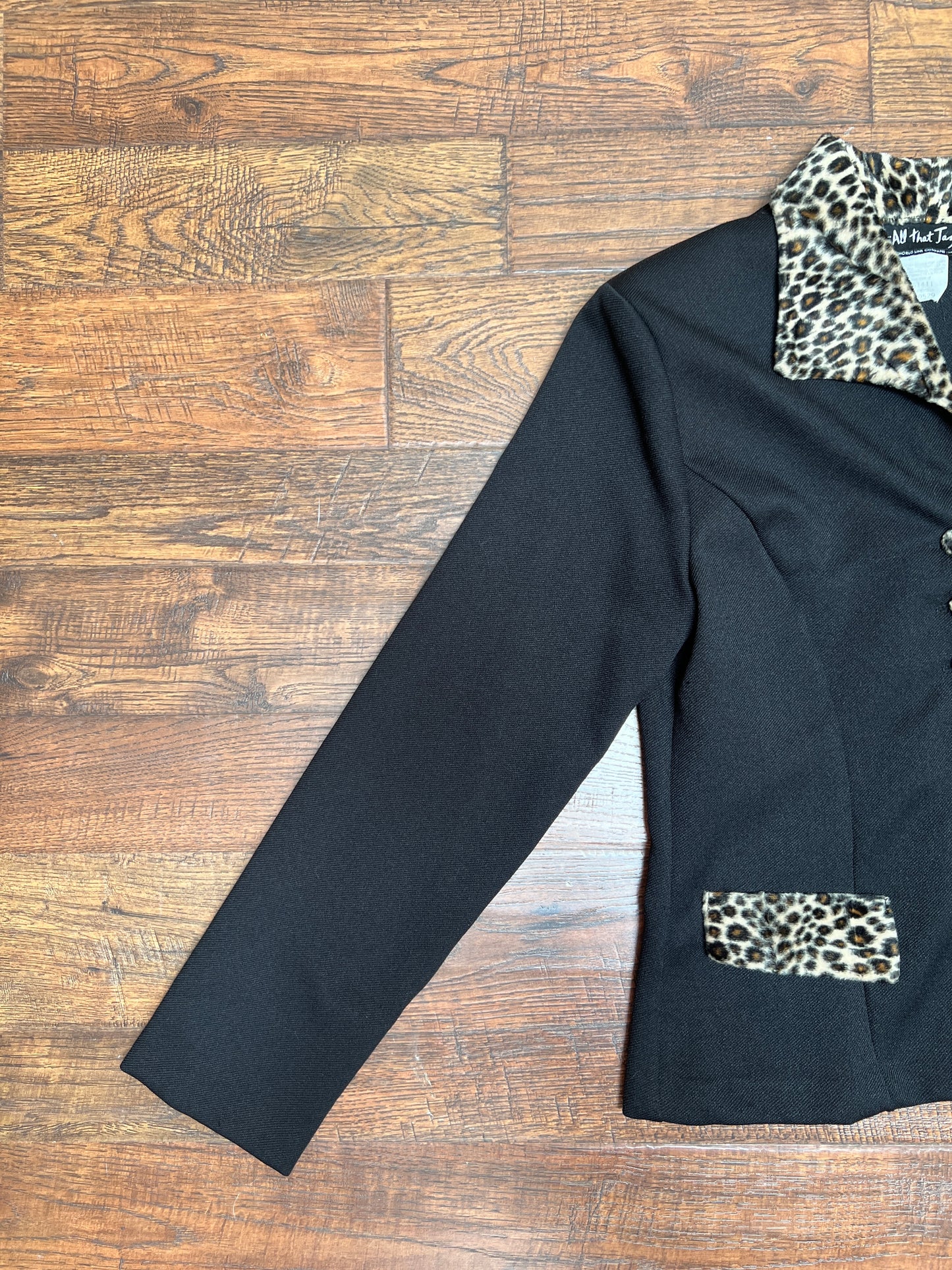 Vintage Clothing - Button Front Blazer - Faux Cheetah Fur Trim - Small - All That Jazz