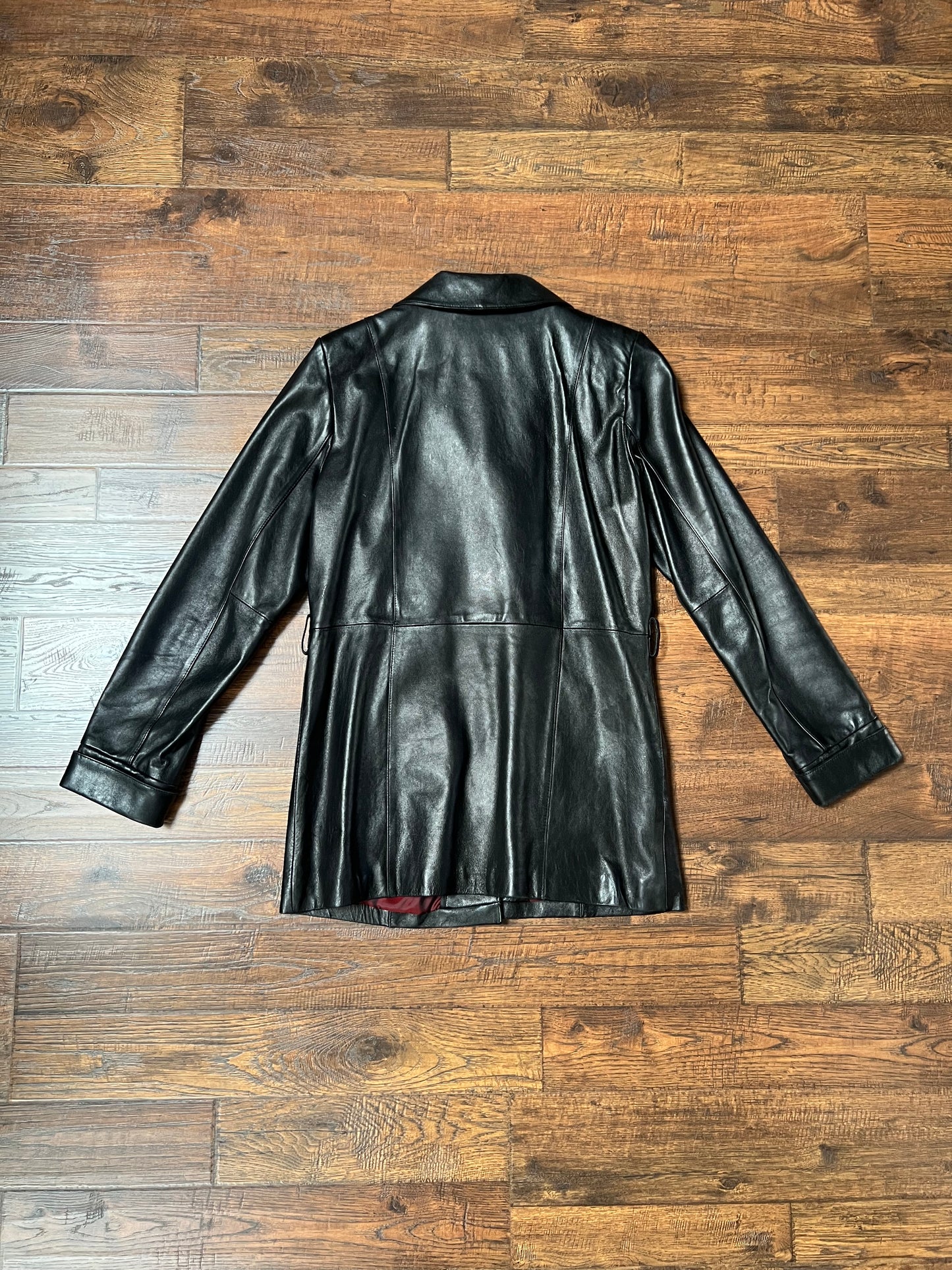 Vintage Clothing - Genuine Leather Jacket - Black - Maroon Lining - Small - Wilsons Leather