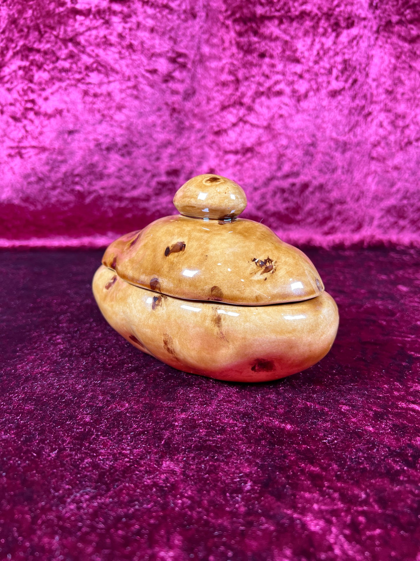 Vintage Kitchen - Ceramic Lidded Sour Cream Boat - Potato - 1984