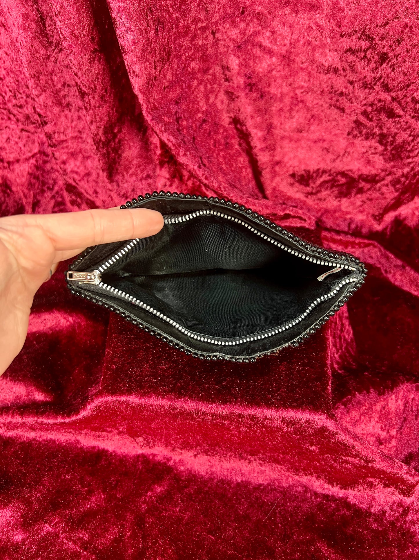Vintage Beaded Evening Clutch – Black Butterfly Motif Cocktail Purse