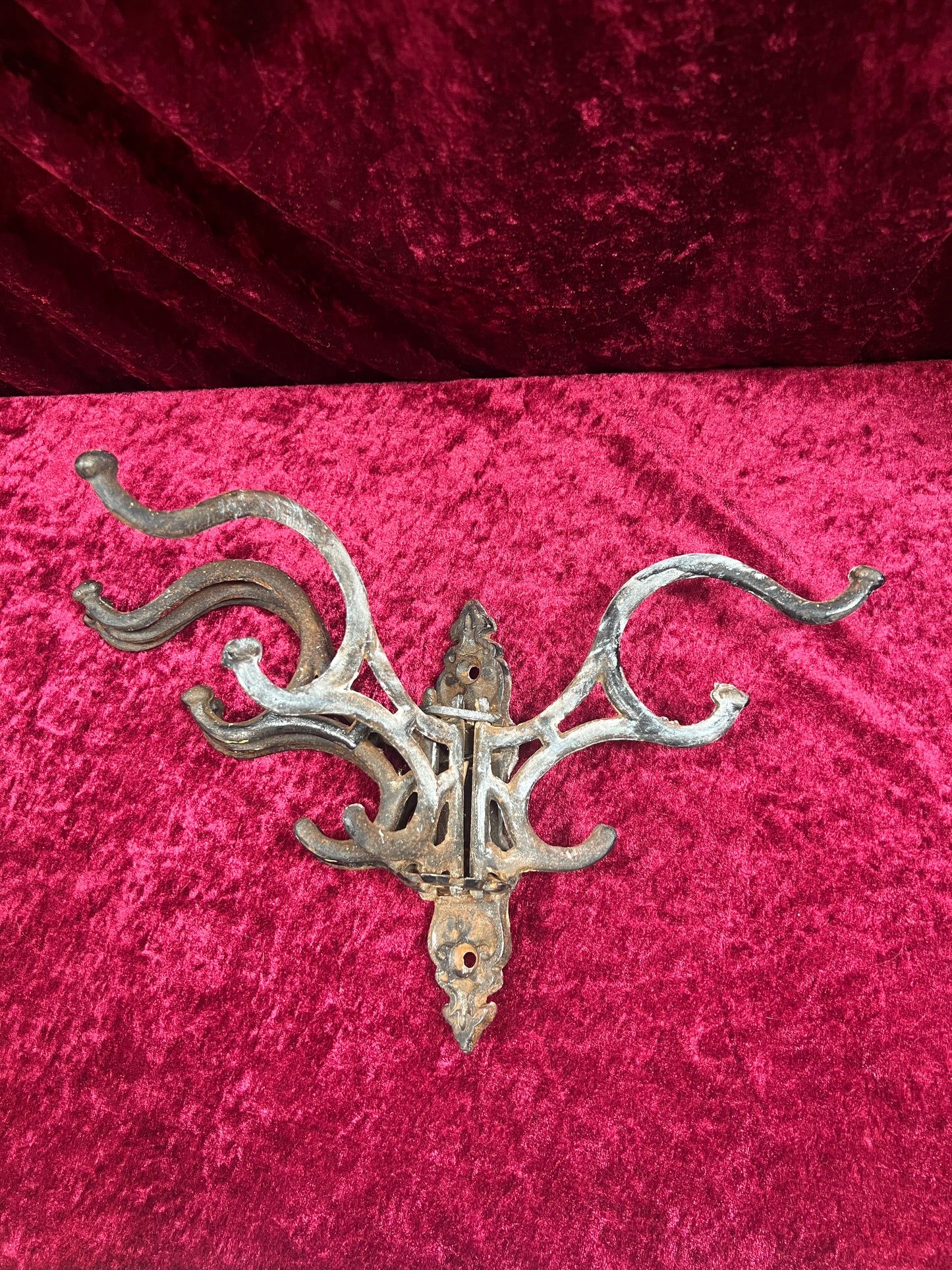 Vintage Home Decor - Antique Style Wall Decor - Cast Iron Folding Coat Rack