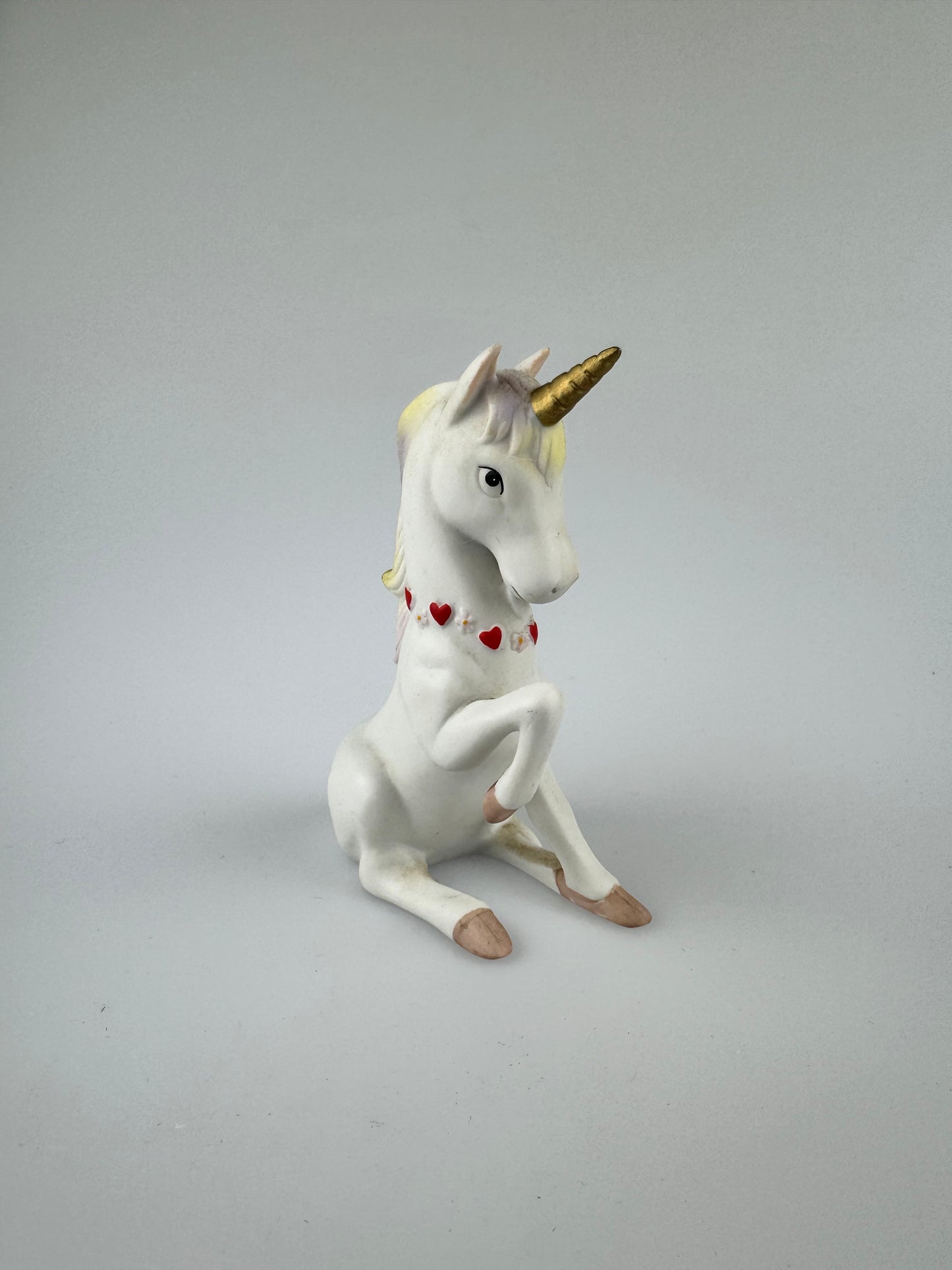 Vintage Lefton Valentine Heart Garland Unicorn Figurine
