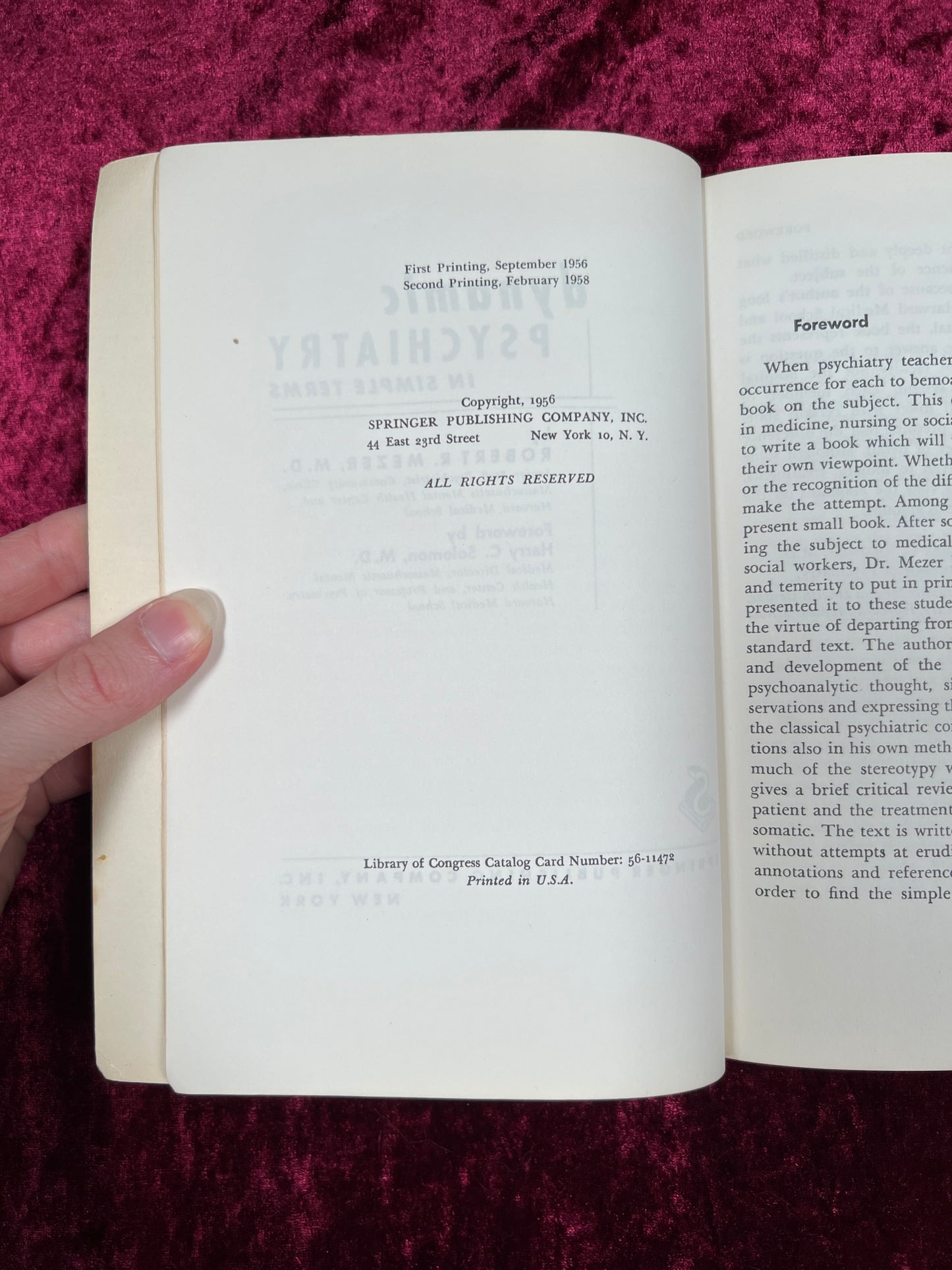 Vintage Paperback - Dynamic Psychiatry In Simple Terms - Robert R. Mezer, MD - 1958