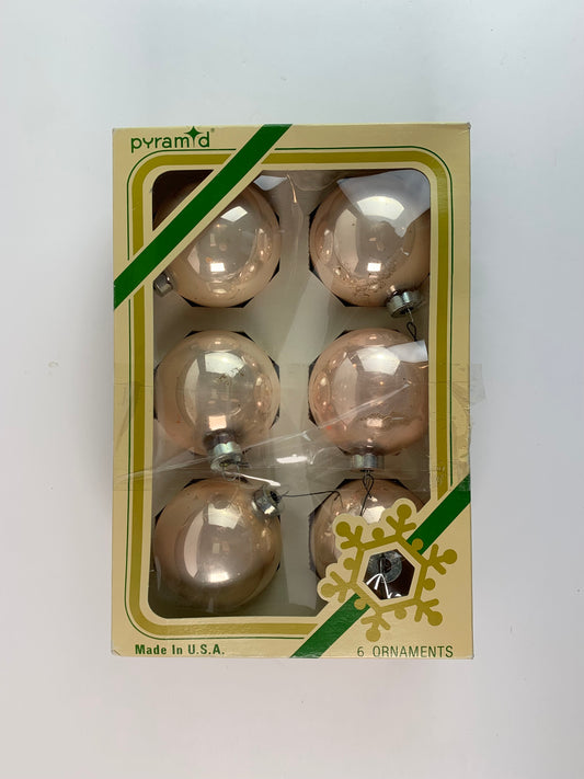 Vintage Christmas Decor - Handblown Glass Ornaments - Pastel Pink - Pyramid - Made In U.S.A