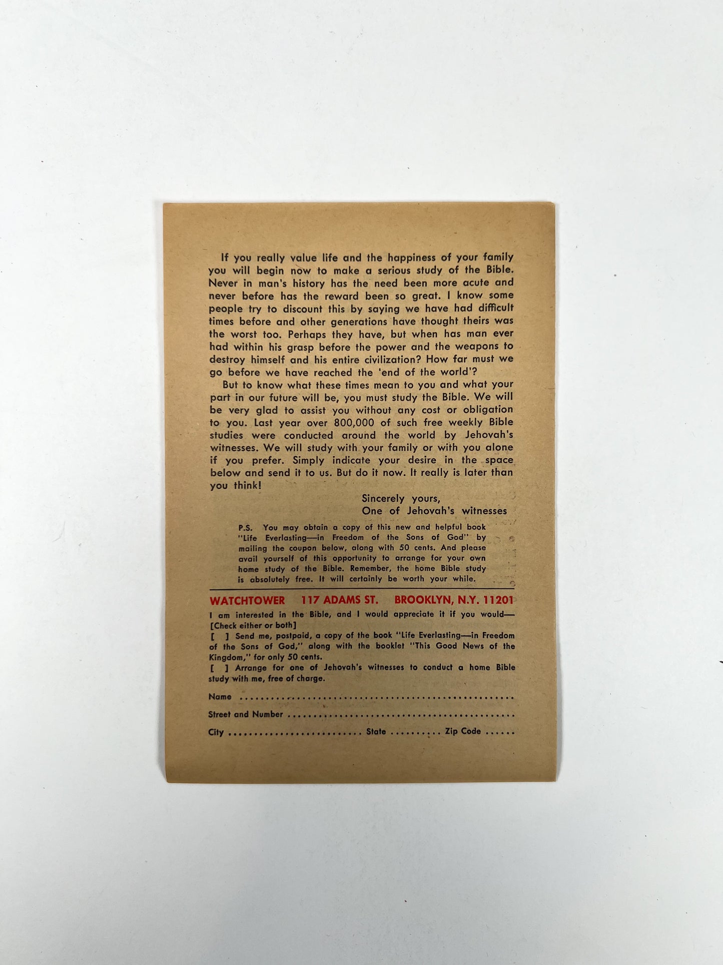 Vintage Ephemera - Religious Pamphlet - Life and Liberty: Now To Be Realized In Our Own Day